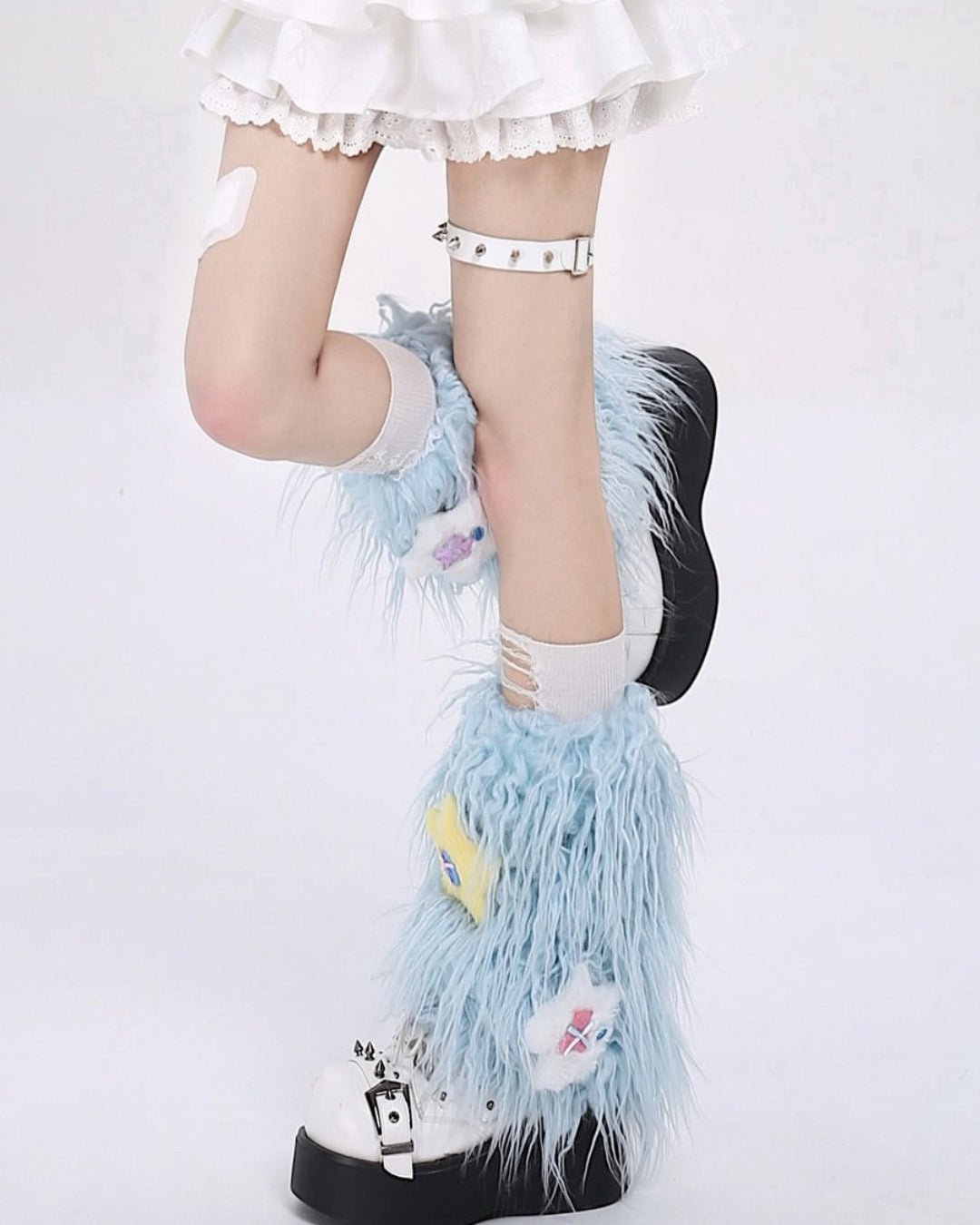 GyaruLab Kawaii Furry Fluffy Star Leg Warmers - GyaruLab