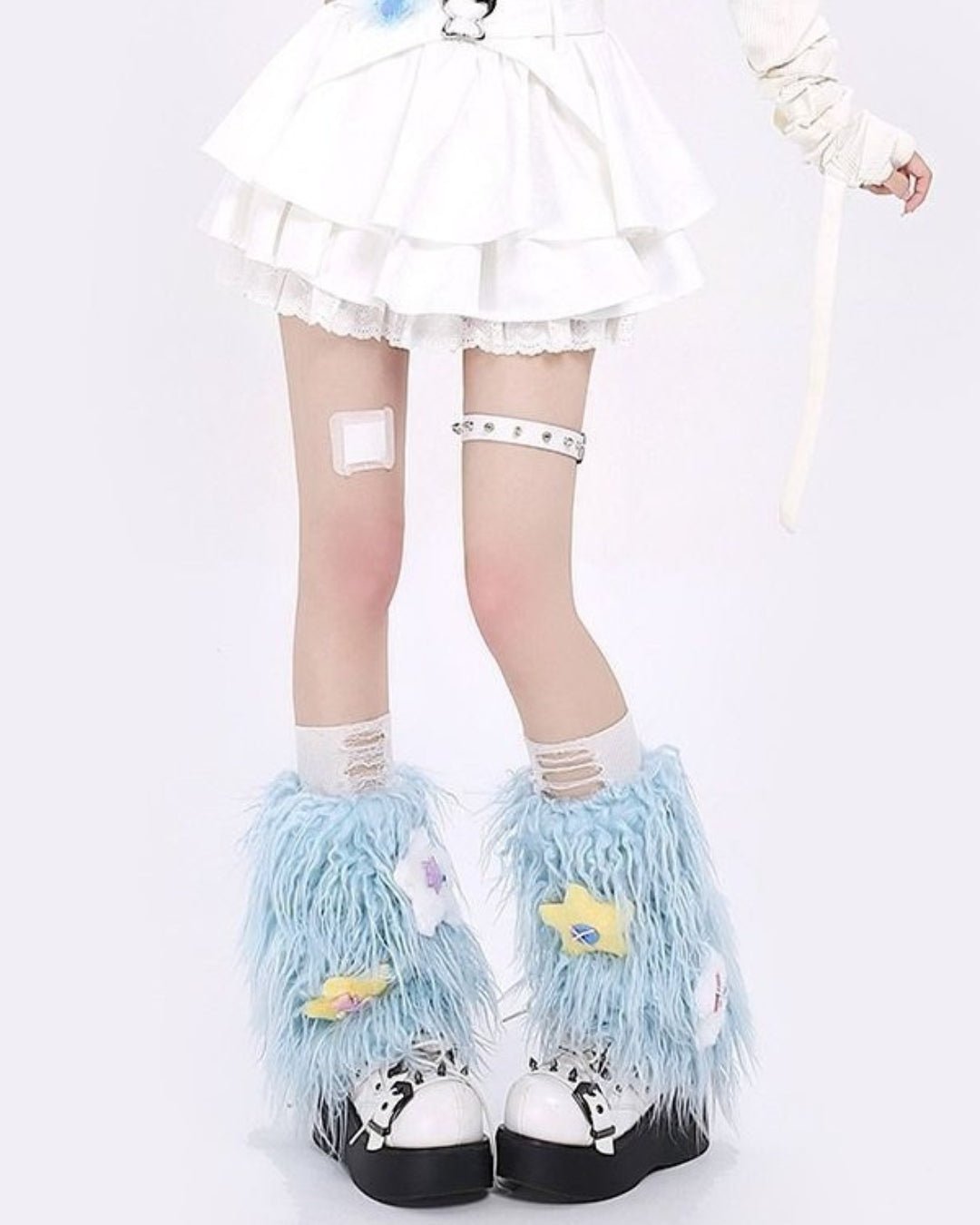 GyaruLab Kawaii Furry Fluffy Star Leg Warmers - GyaruLab