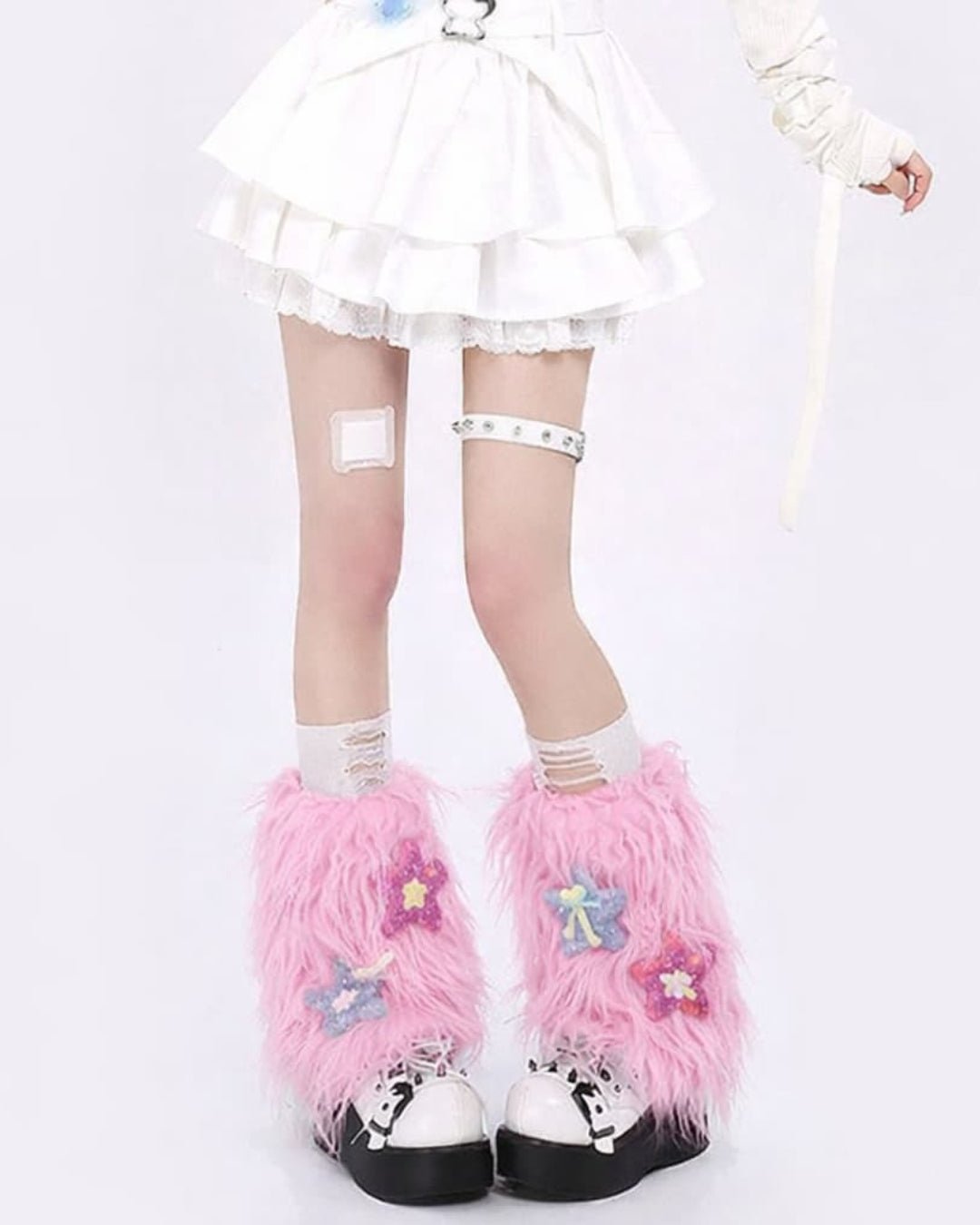 GyaruLab Kawaii Furry Fluffy Star Leg Warmers - GyaruLab