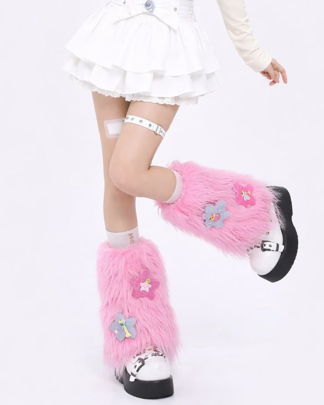 GyaruLab Kawaii Furry Fluffy Star Leg Warmers - GyaruLab