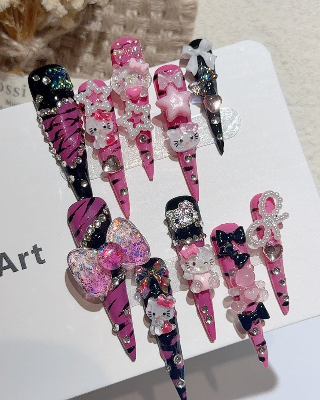 GyaruLab Kitty Glam Spike Press-On Nails - GyaruLab