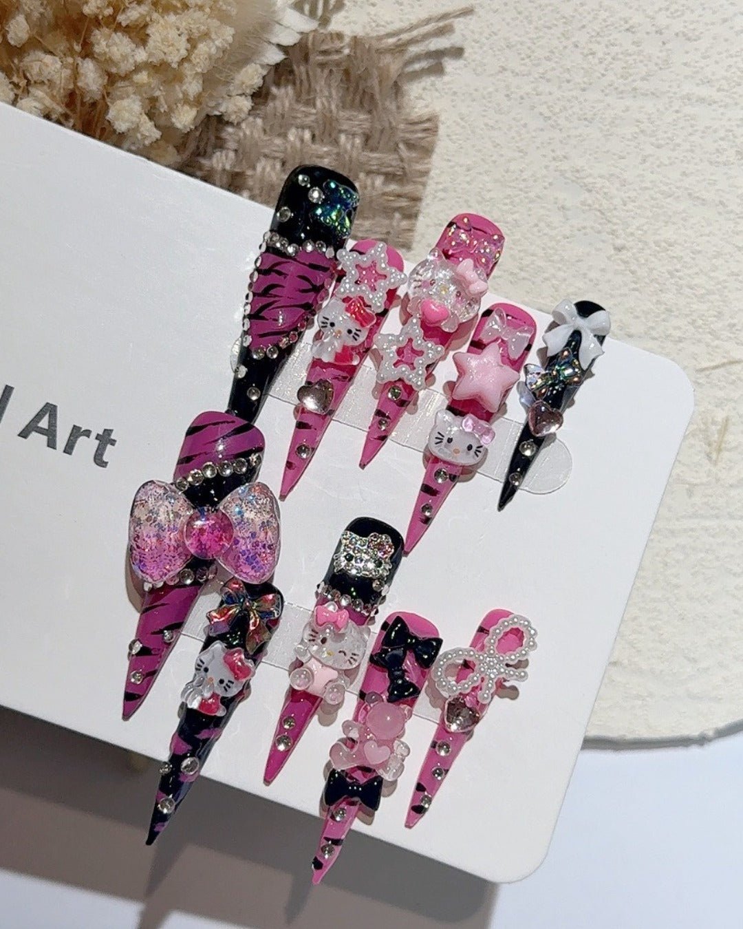 GyaruLab Kitty Glam Spike Press-On Nails - GyaruLab