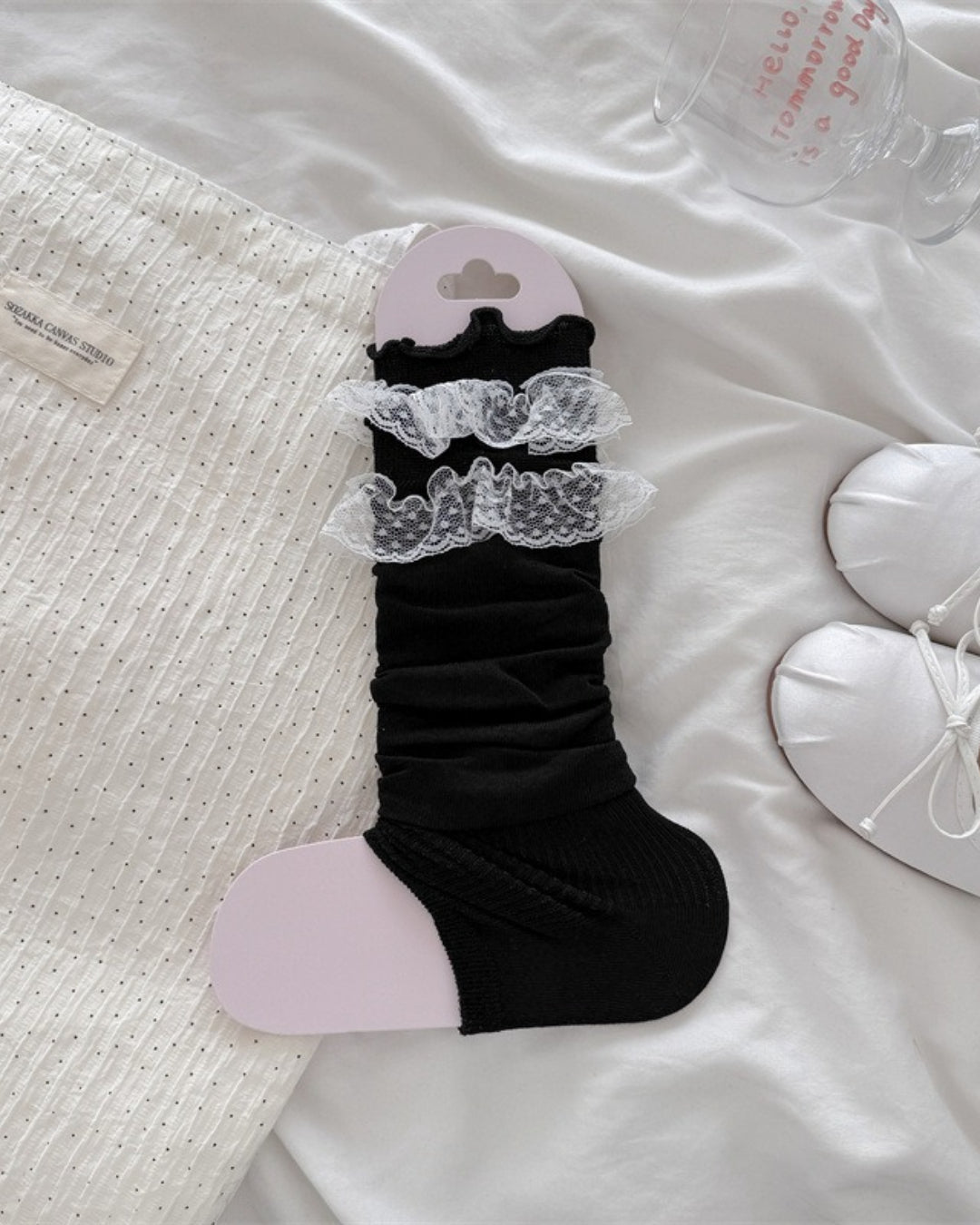 GyaruLab Lace Ruffle Layering Knee Socks - GyaruLab