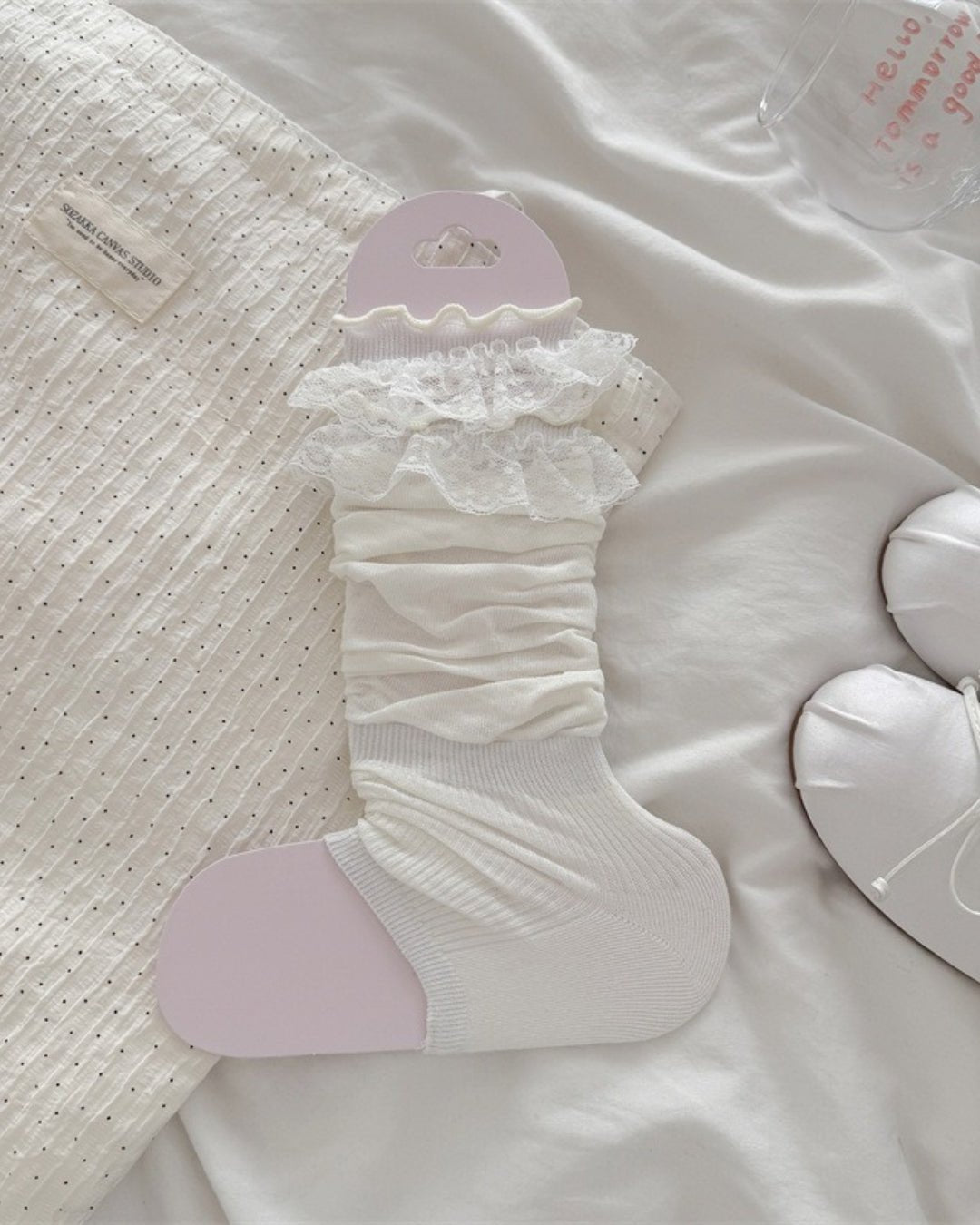 GyaruLab Lace Ruffle Layering Knee Socks - GyaruLab