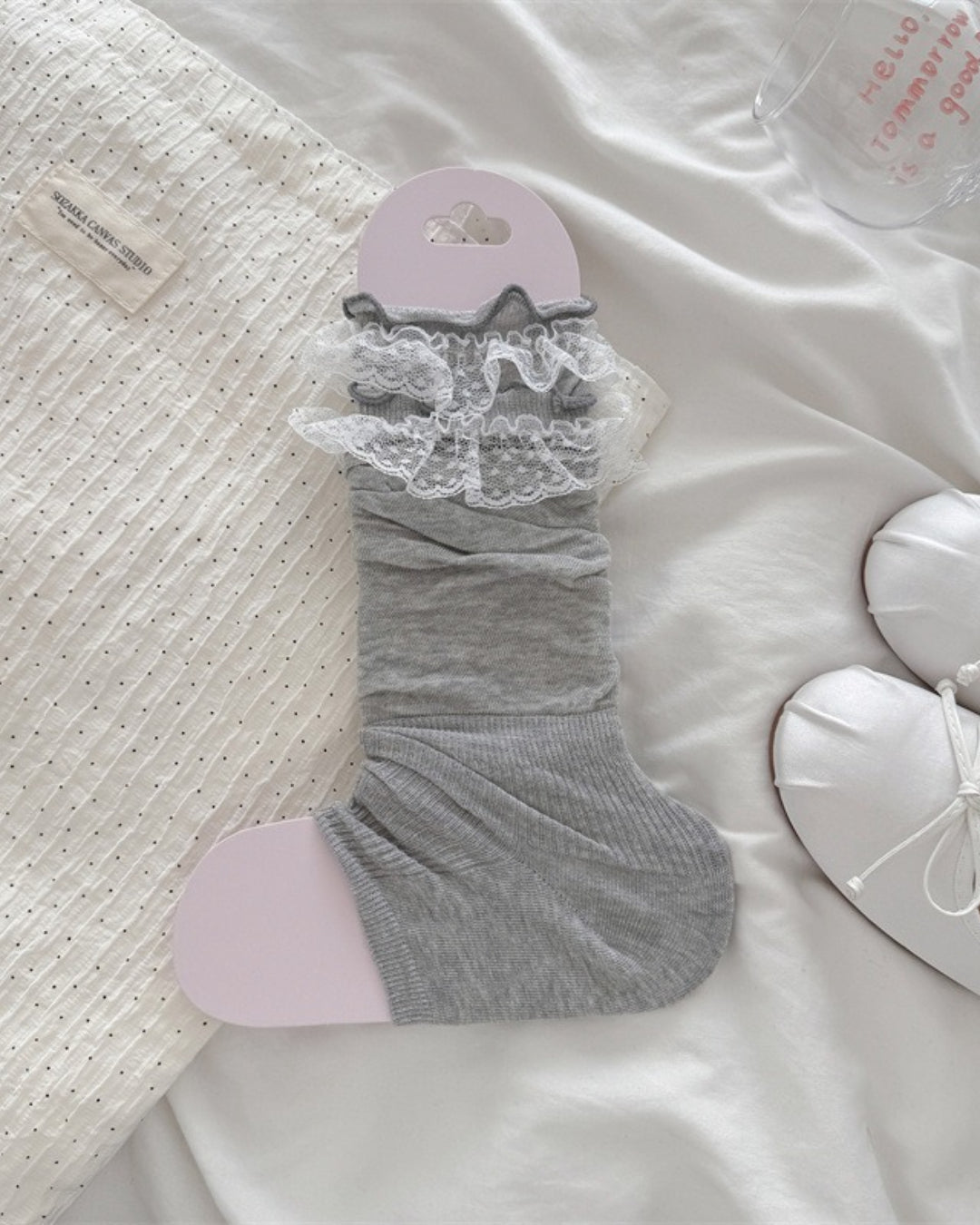 GyaruLab Lace Ruffle Layering Knee Socks - GyaruLab