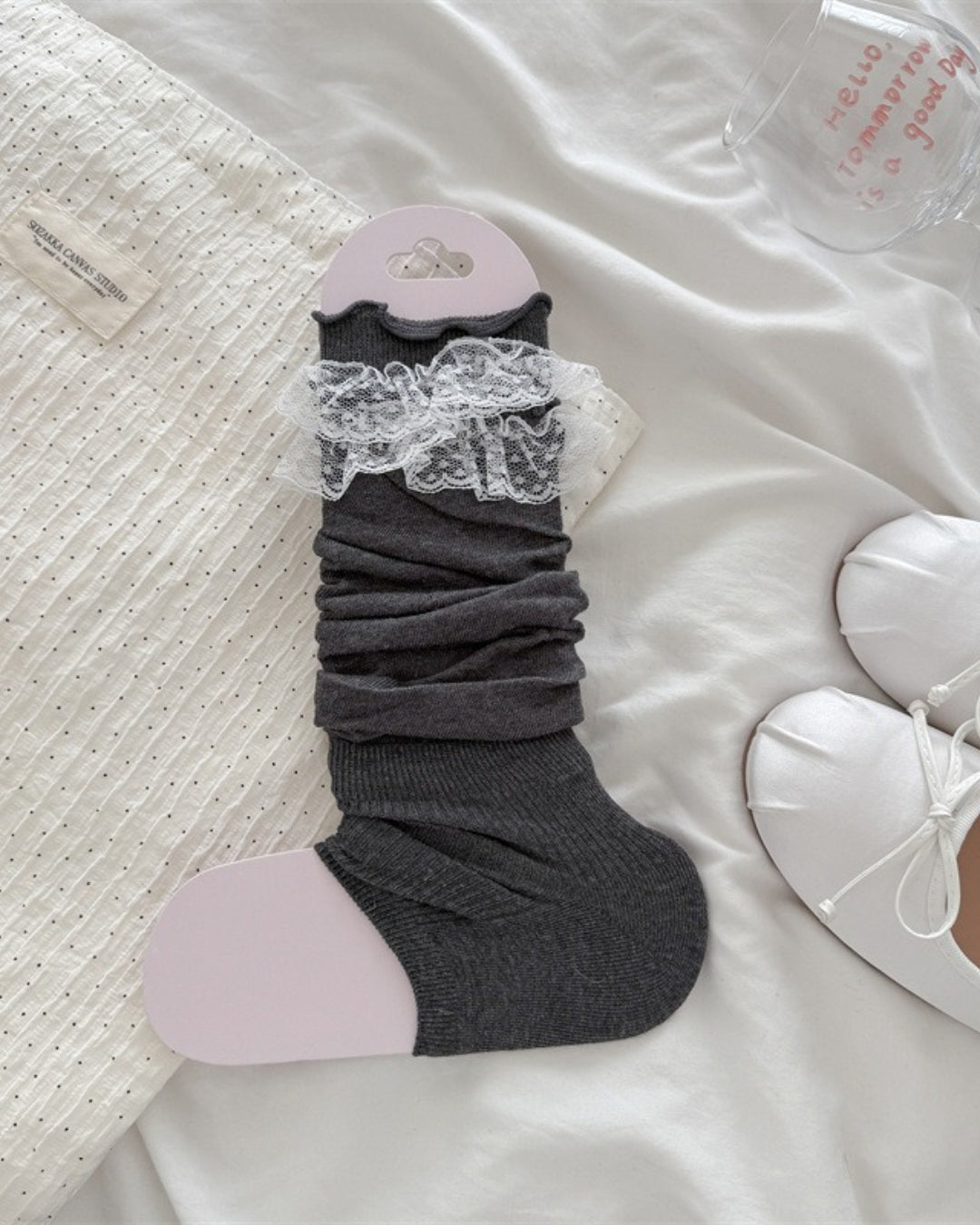 GyaruLab Lace Ruffle Layering Knee Socks - GyaruLab