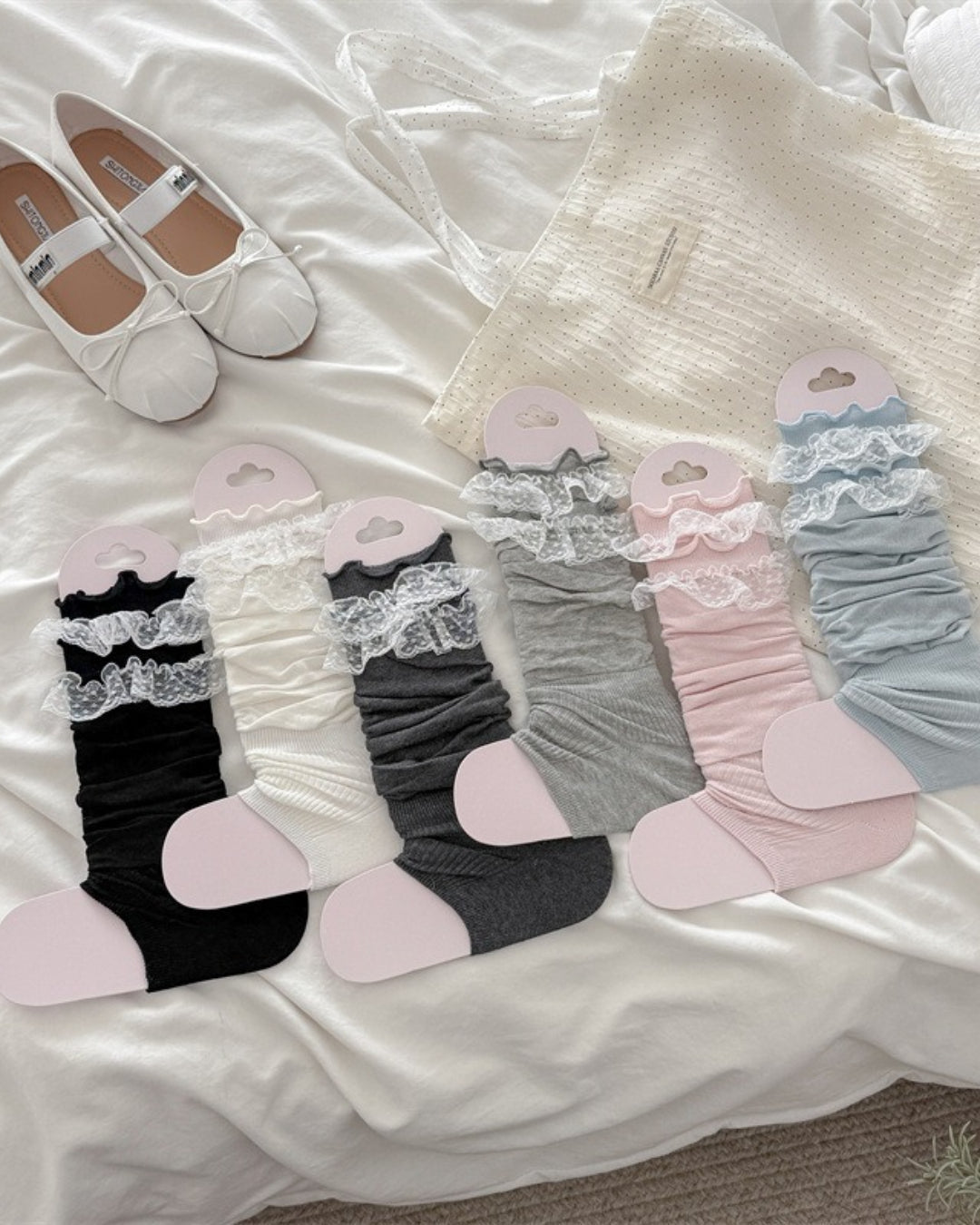GyaruLab Lace Ruffle Layering Knee Socks - GyaruLab