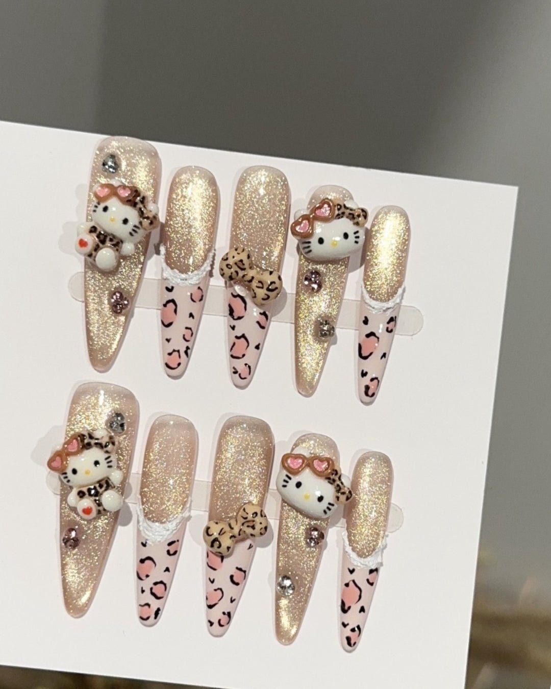 GyaruLab Leopard Kitty Press-On Nail Set - GyaruLab