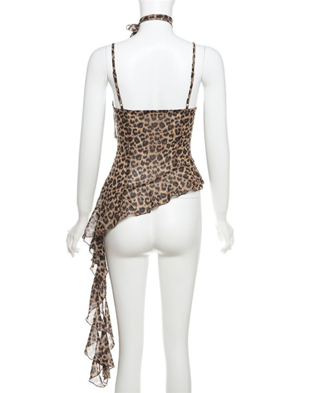 Gyarulab Leopard Print Halter Sexy Outfit Top with Choker - GyaruLab
