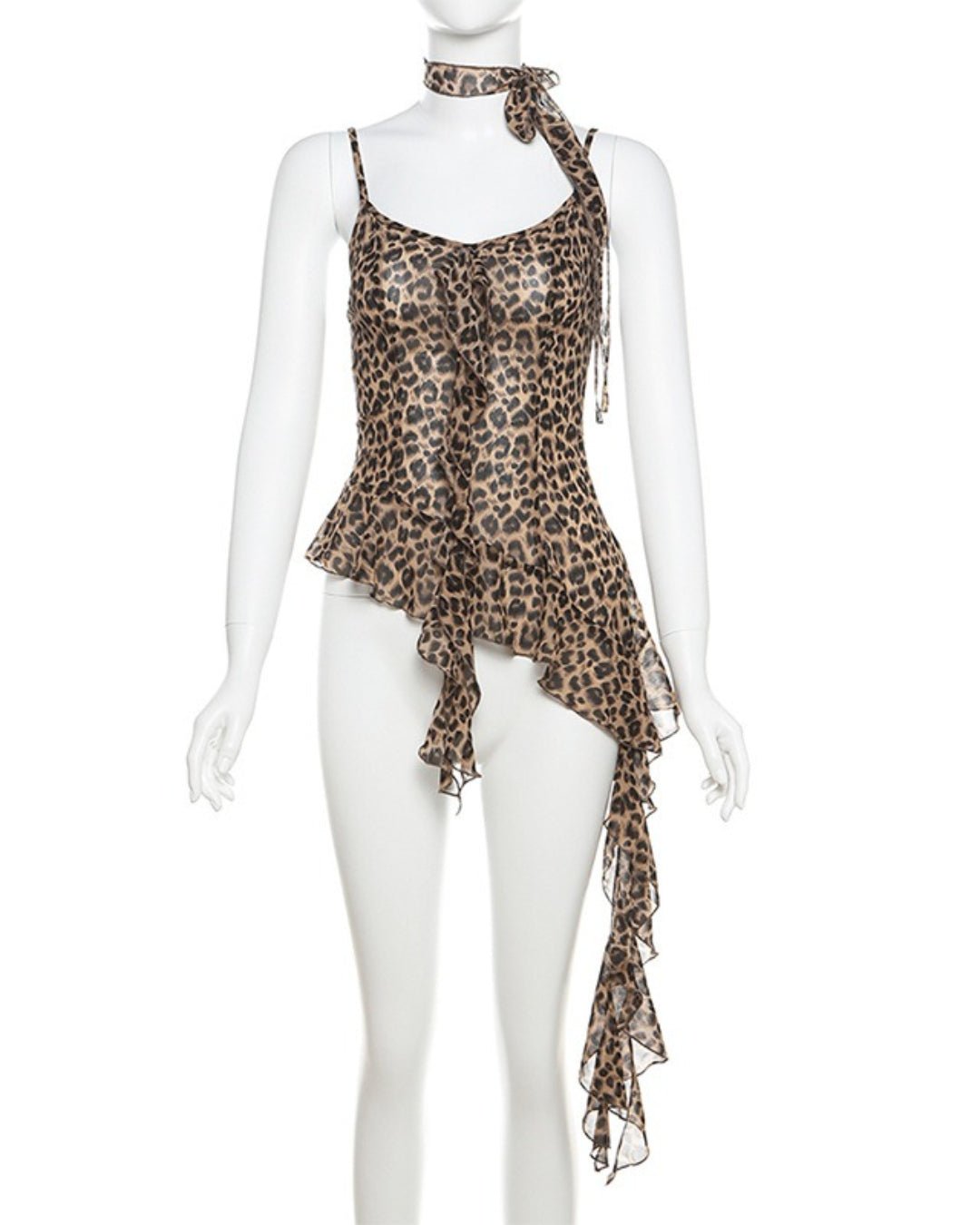 Gyarulab Leopard Print Halter Sexy Outfit Top with Choker - GyaruLab