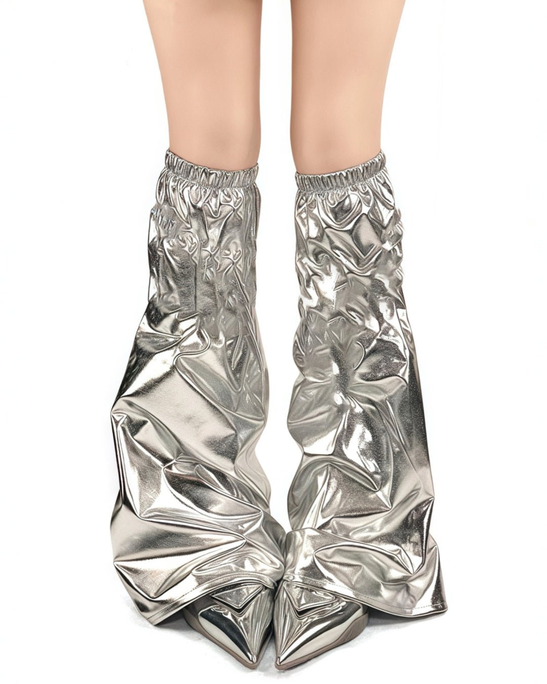 GyaruLab Metallic Slouch Silver Leg Warmers - GyaruLab