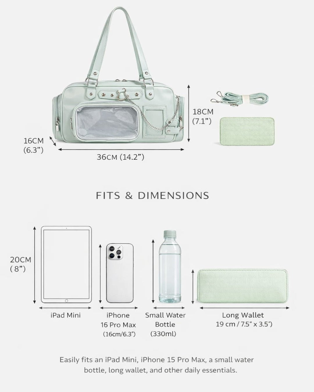 GyaruLab Minimalist Clear Pocket Ita Shoulder Bag - GyaruLab