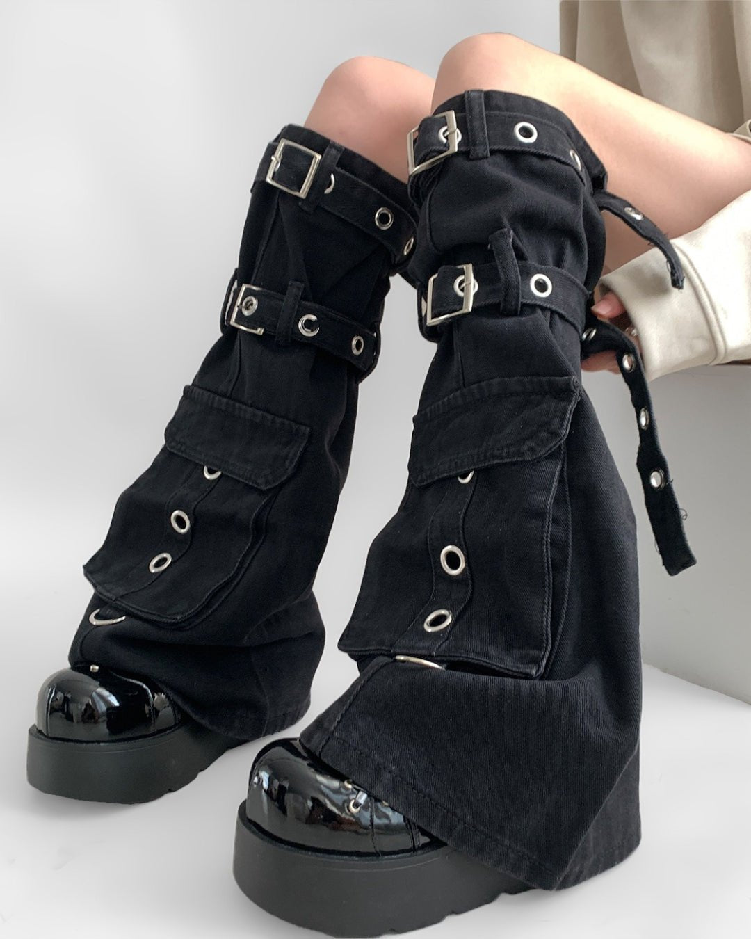 GyaruLab Multi - Buckle Cargo Leg Warmers - GyaruLab