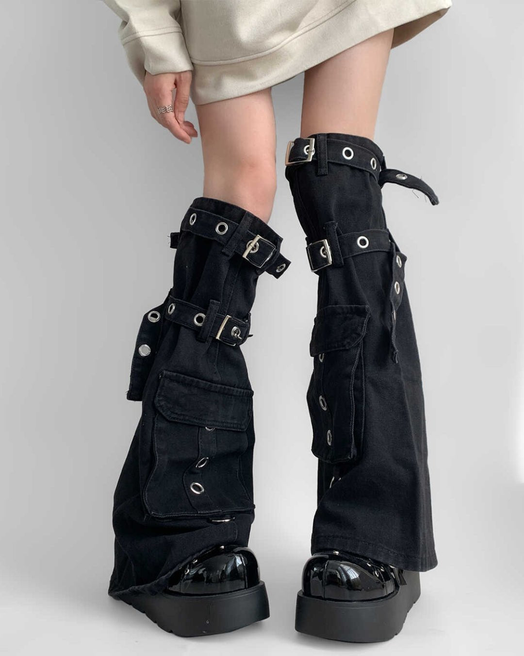 GyaruLab Multi - Buckle Cargo Leg Warmers - GyaruLab