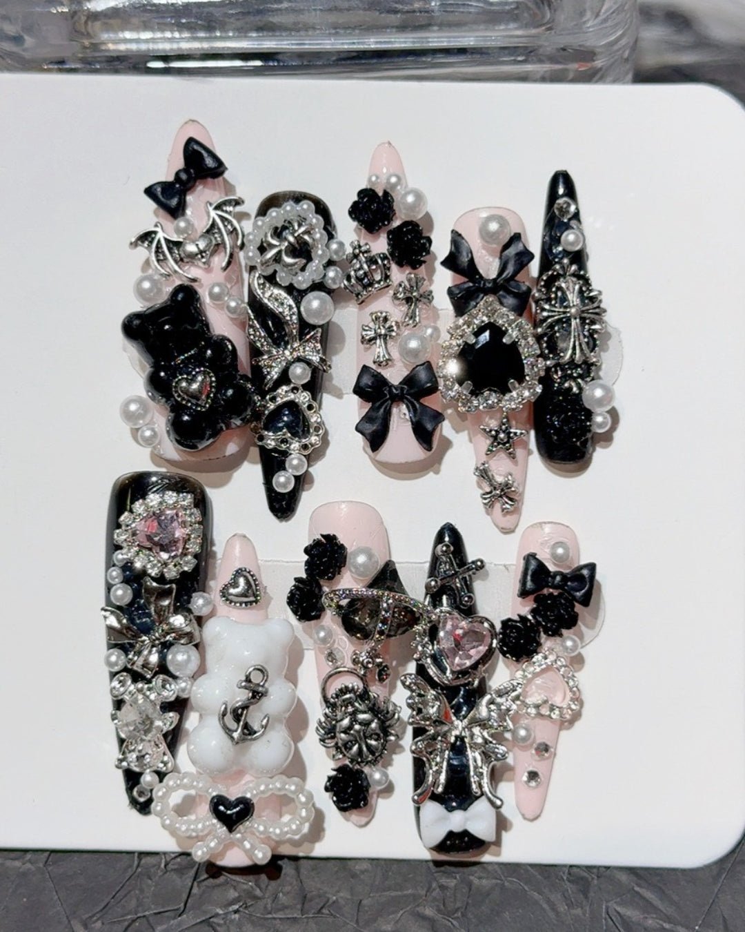 GyaruLab "Obsidian Angel" Dark Gothic Nails - GyaruLab