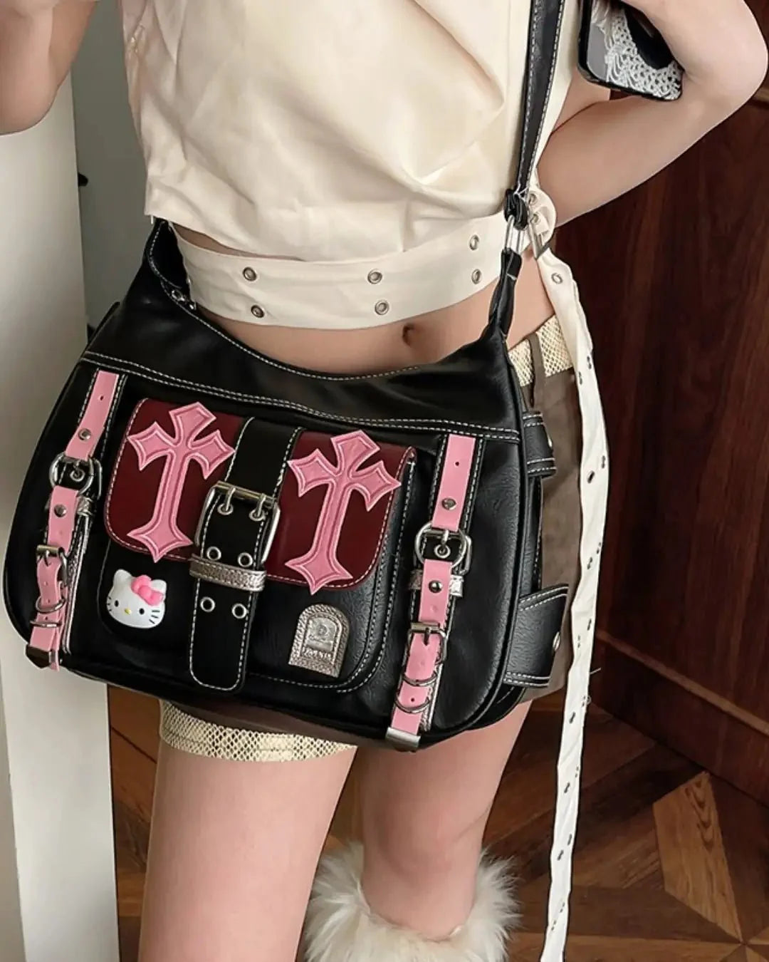 GyaruLab "Obsidian Cross" Hobo Bag - GyaruLab