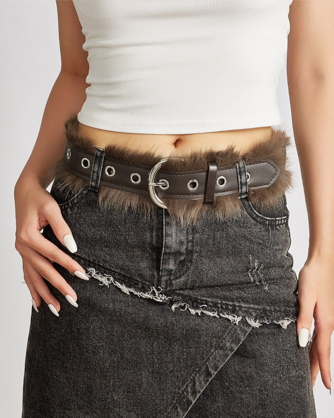 GyaruLab Onee Gyaru Fur Trim Waist Belt - GyaruLab