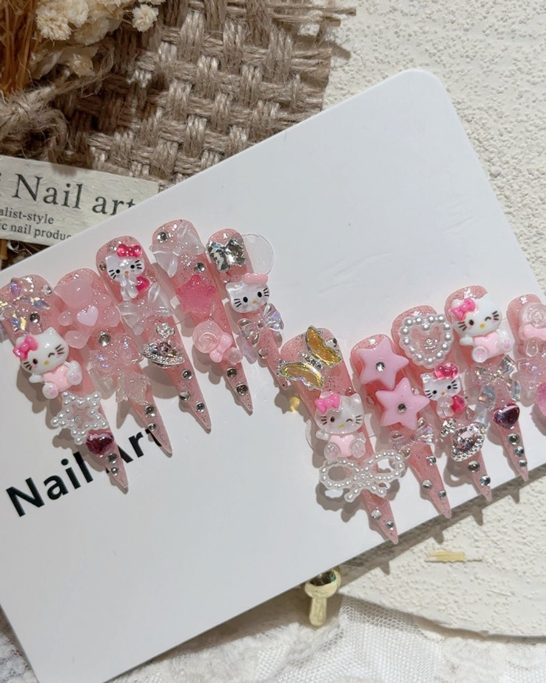 GyaruLab Pink Kawaii 3D Charm Press-On Nails - GyaruLab