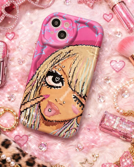 GyaruLab Pixel Art Gyaru Creamy Texture Y2K Phone Case - GyaruLab