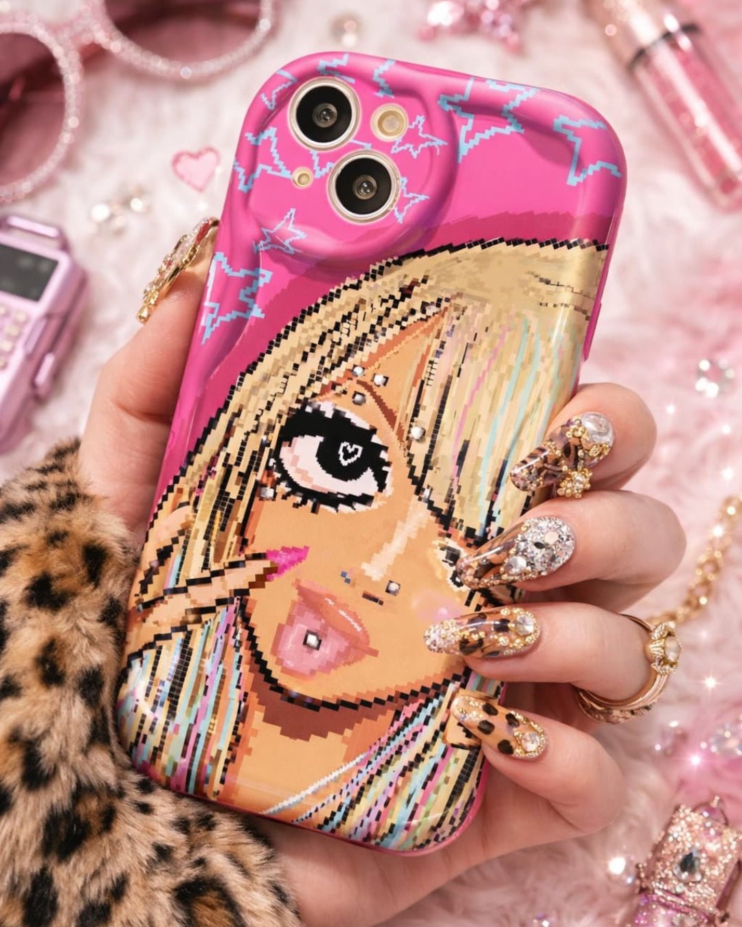 GyaruLab Pixel Art Gyaru Creamy Texture Y2K Phone Case - GyaruLab