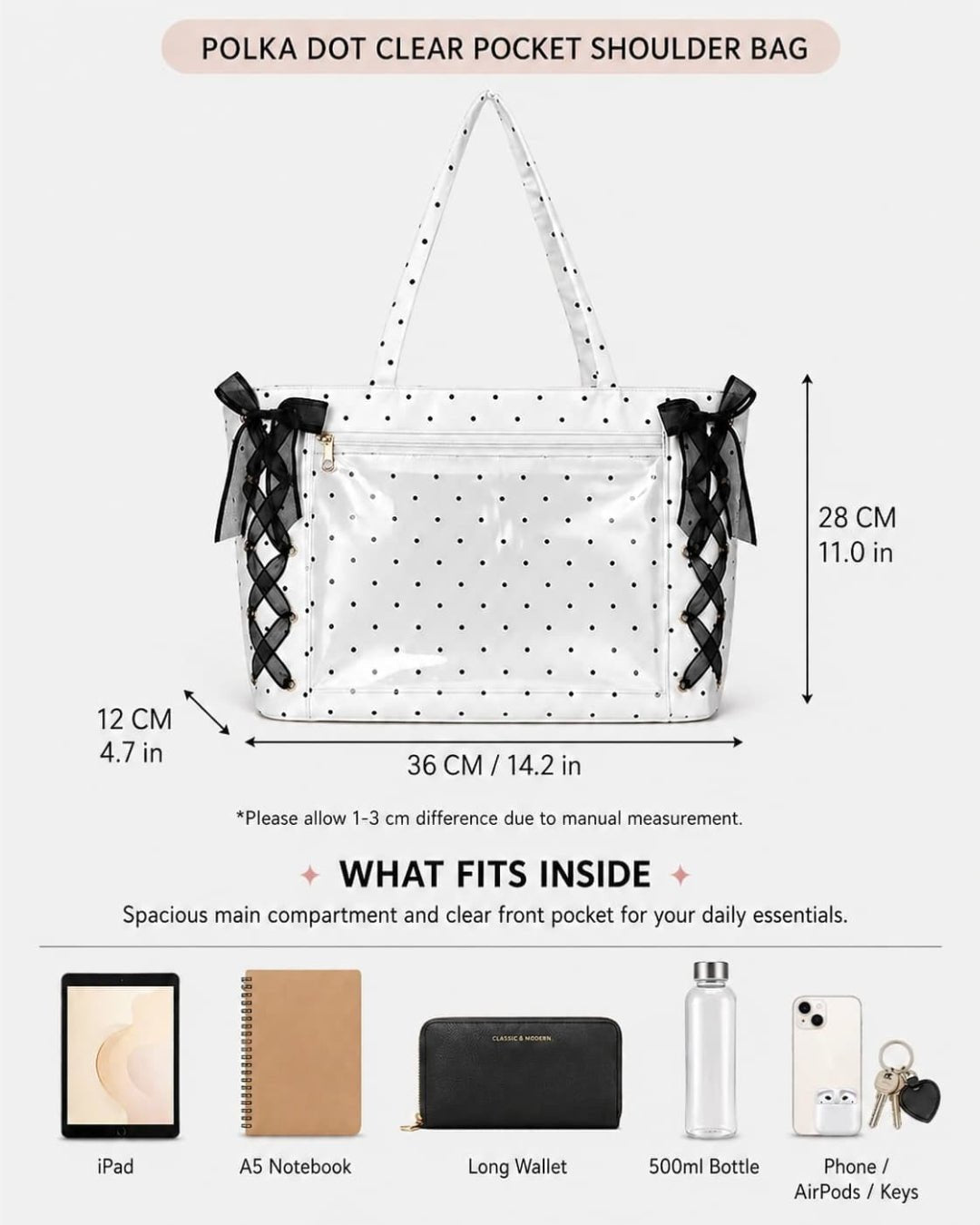 GyaruLab Polka Dot Lace-Up Tote Bag - GyaruLab