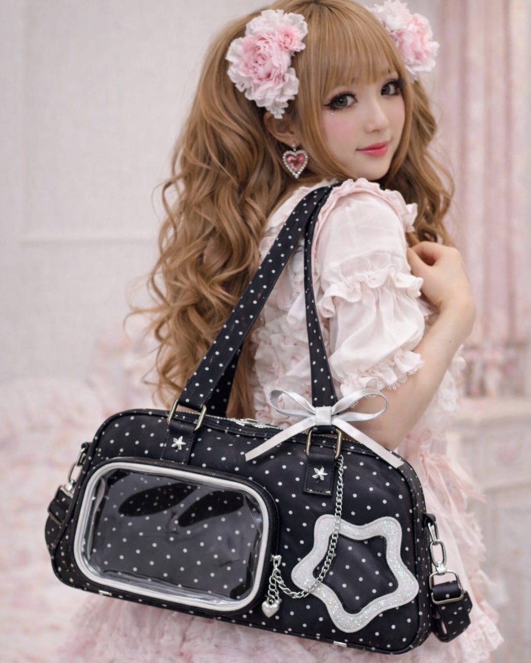 GyaruLab Polka Dot Star Window Ita Bag - GyaruLab