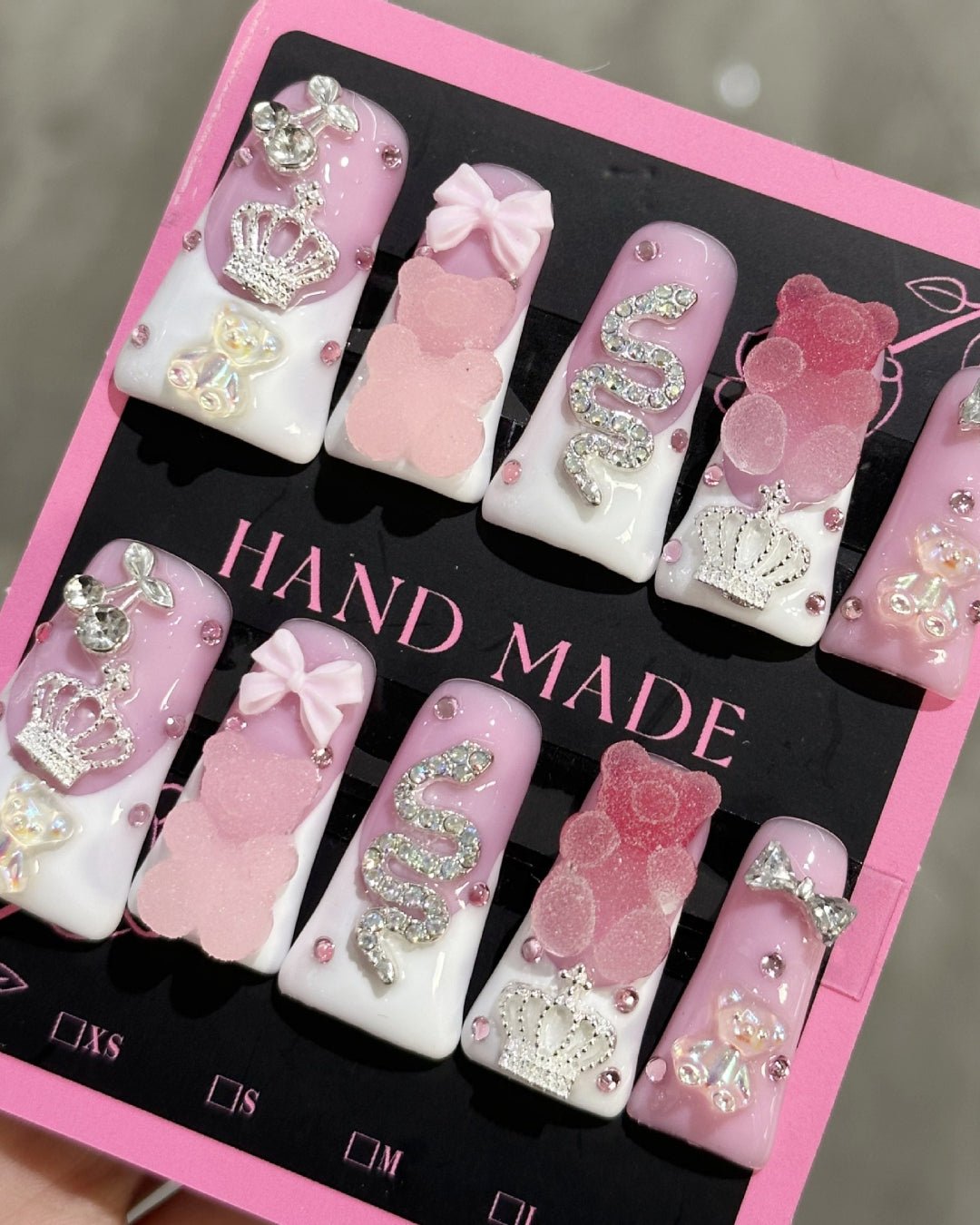 Gyarulab Princess Press-On Pink Bling 3D Nail Set - GyaruLab