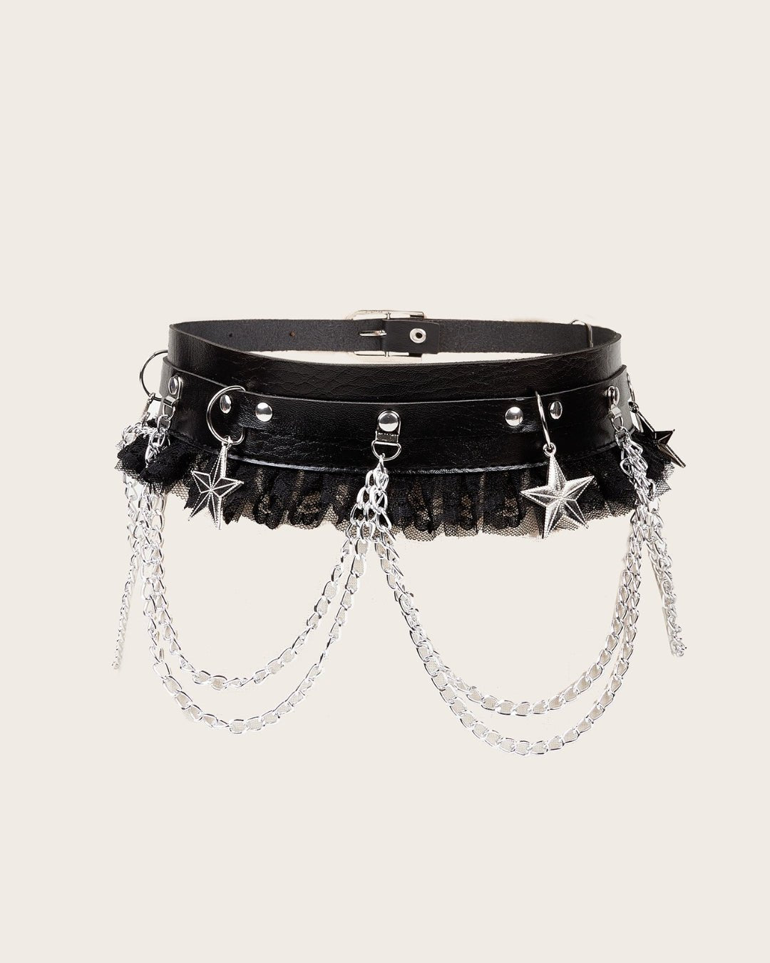 GyaruLab Punk Chain Lace Waist Belt - GyaruLab