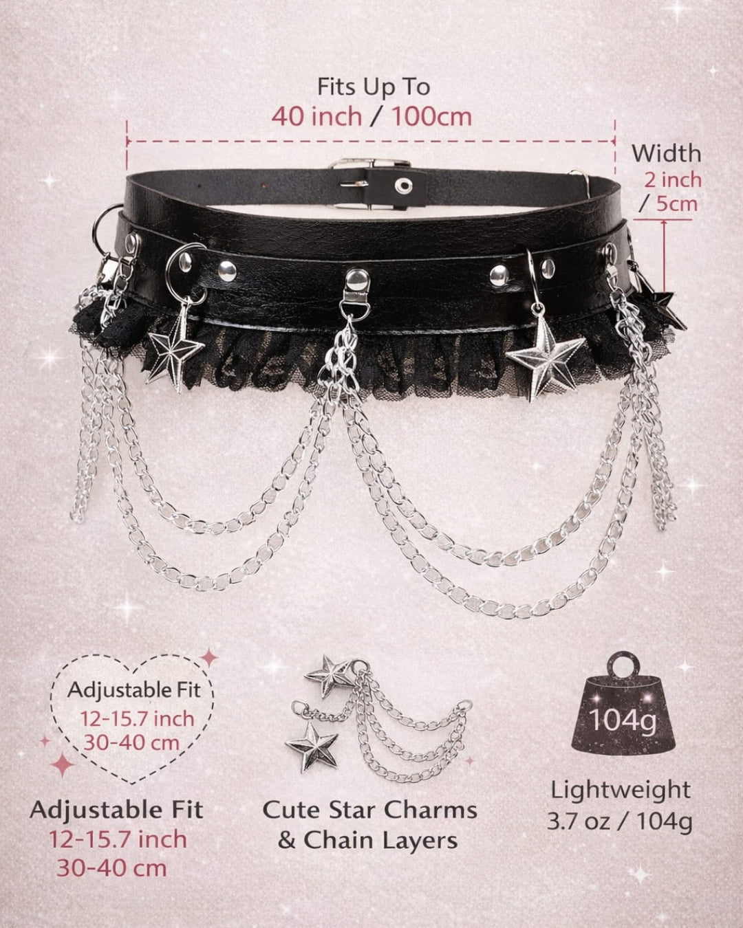 GyaruLab Punk Chain Lace Waist Belt - GyaruLab