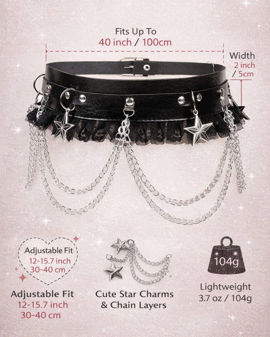 GyaruLab Punk Chain Lace Waist Belt - GyaruLab