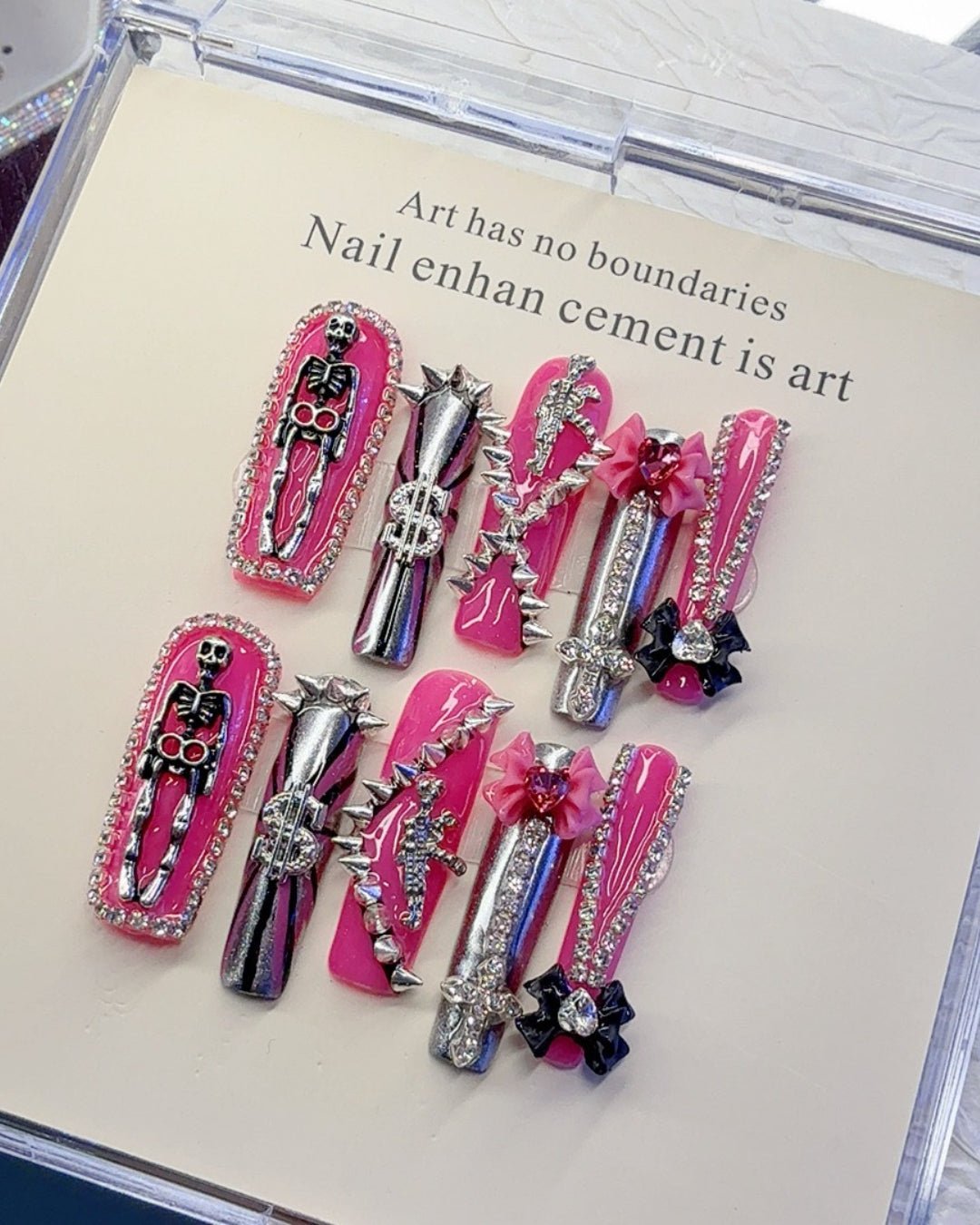 GyaruLab "Punk Skeleton" Chrome Rock Nails - GyaruLab