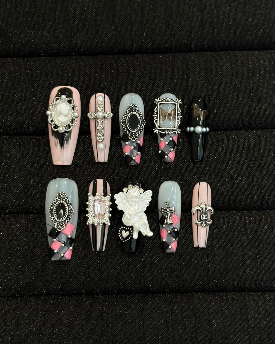 GyaruLab "Requiem" Gothic Angel & Frame Nails - GyaruLab