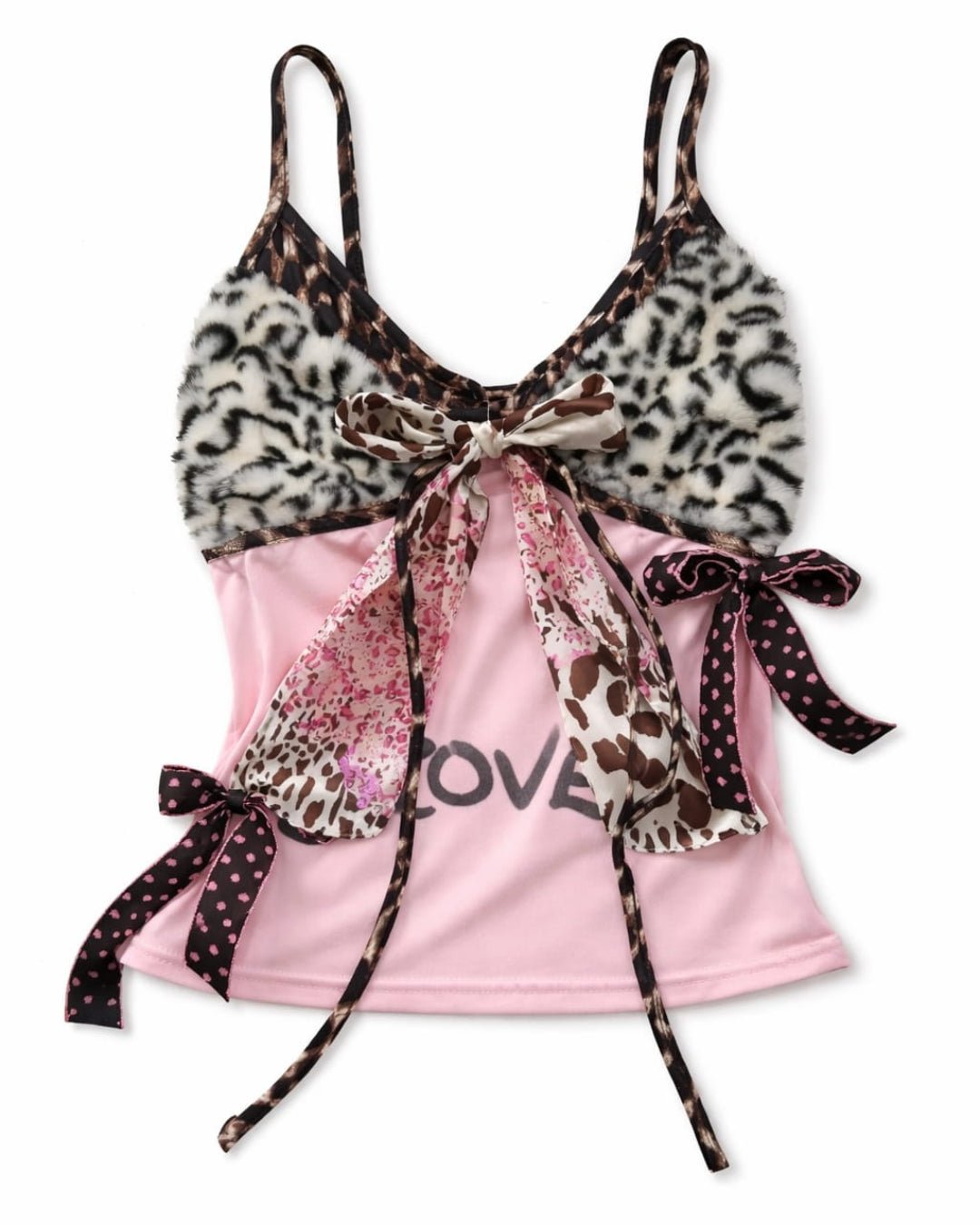 GyaruLab Retro Shibuya Leopard & Bow Print Camisole - GyaruLab