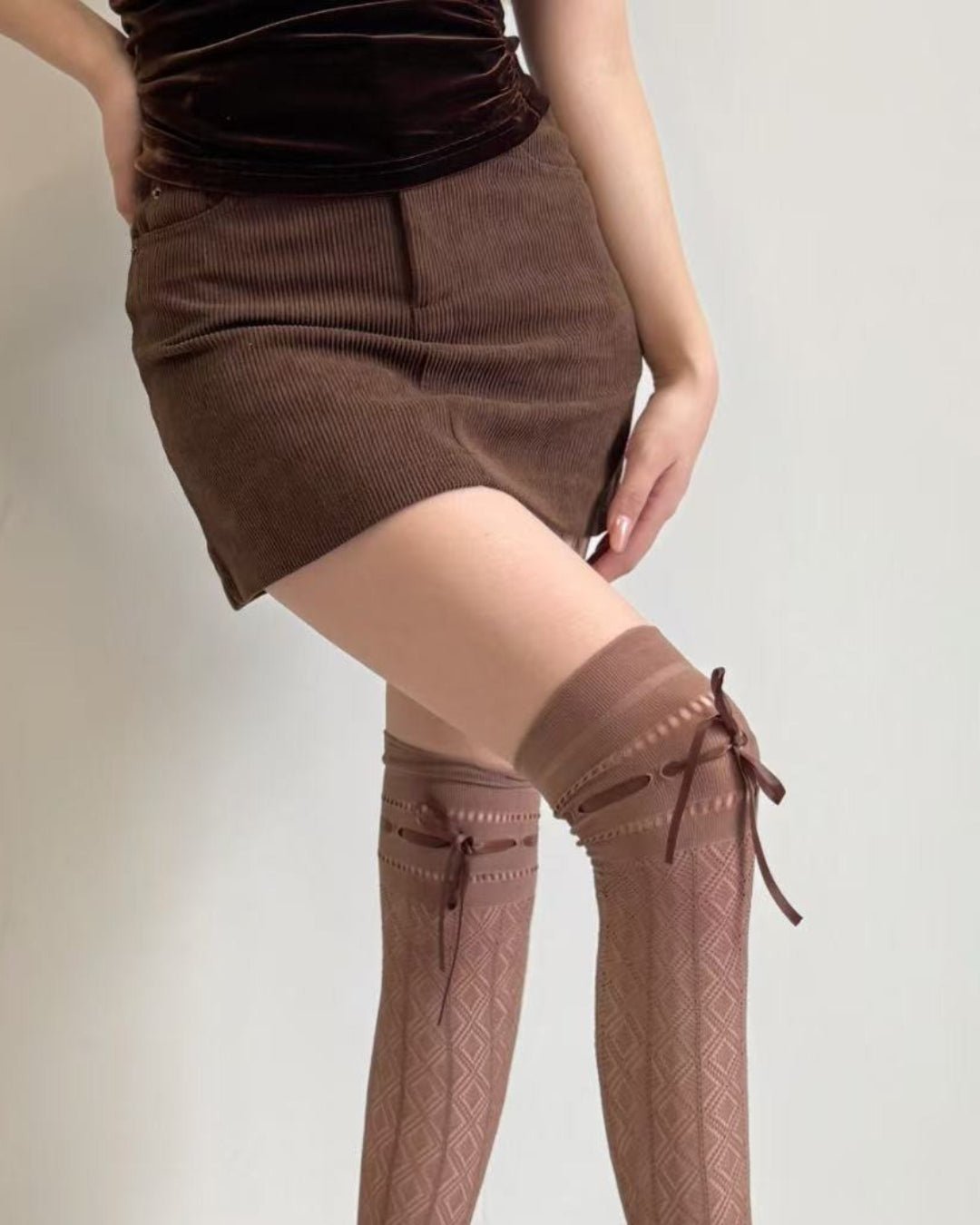 GyaruLab Ribbon Lace Thigh High Socks - GyaruLab