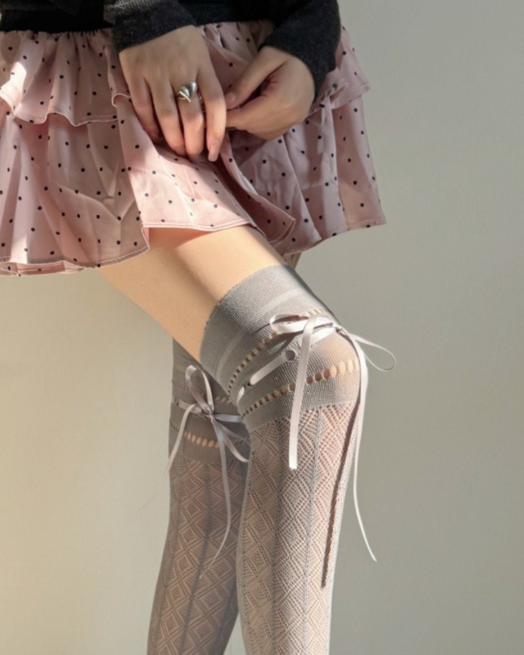 GyaruLab Ribbon Lace Thigh High Socks - GyaruLab