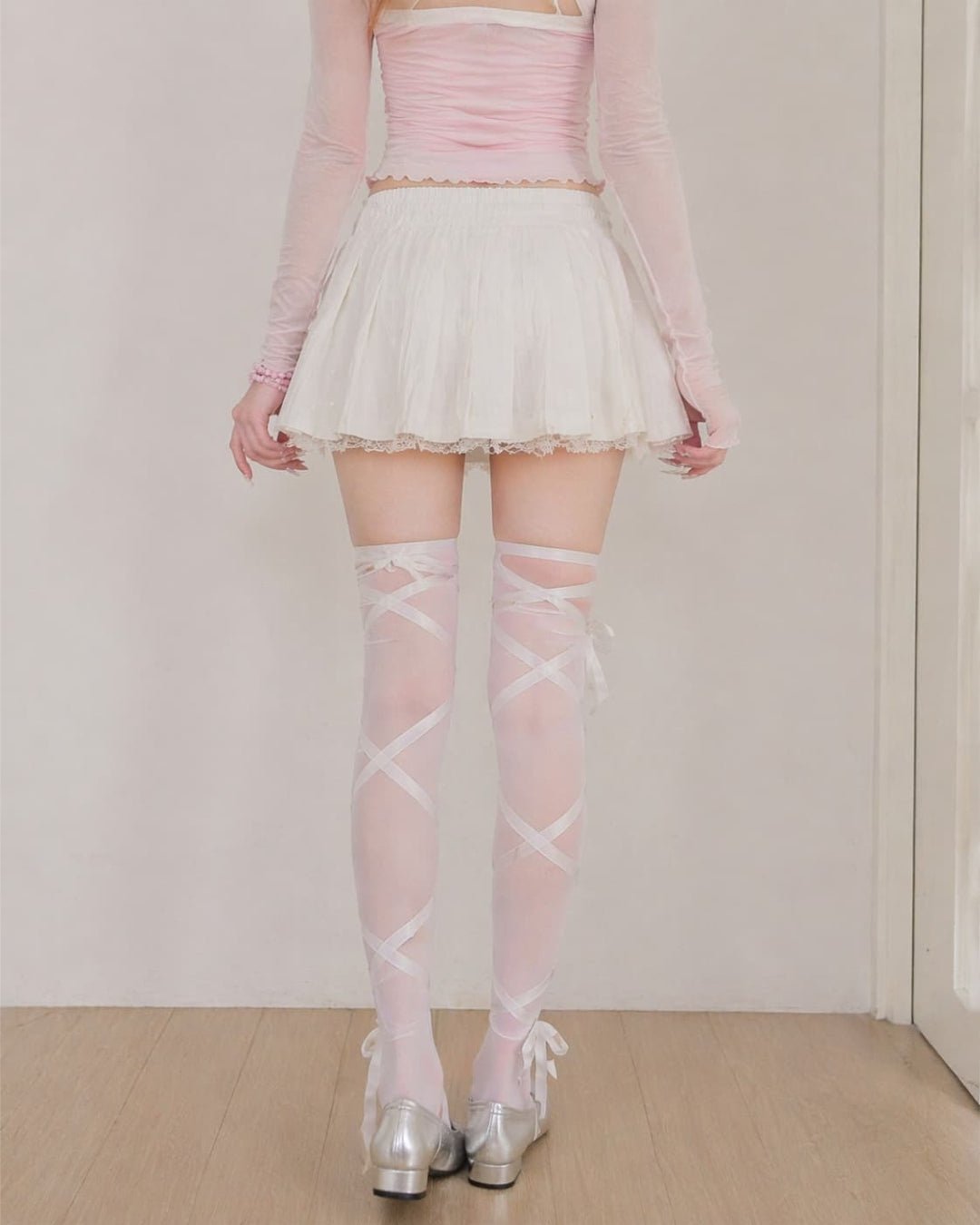 GyaruLab Ribbon Wrap Thigh High Stockings - GyaruLab