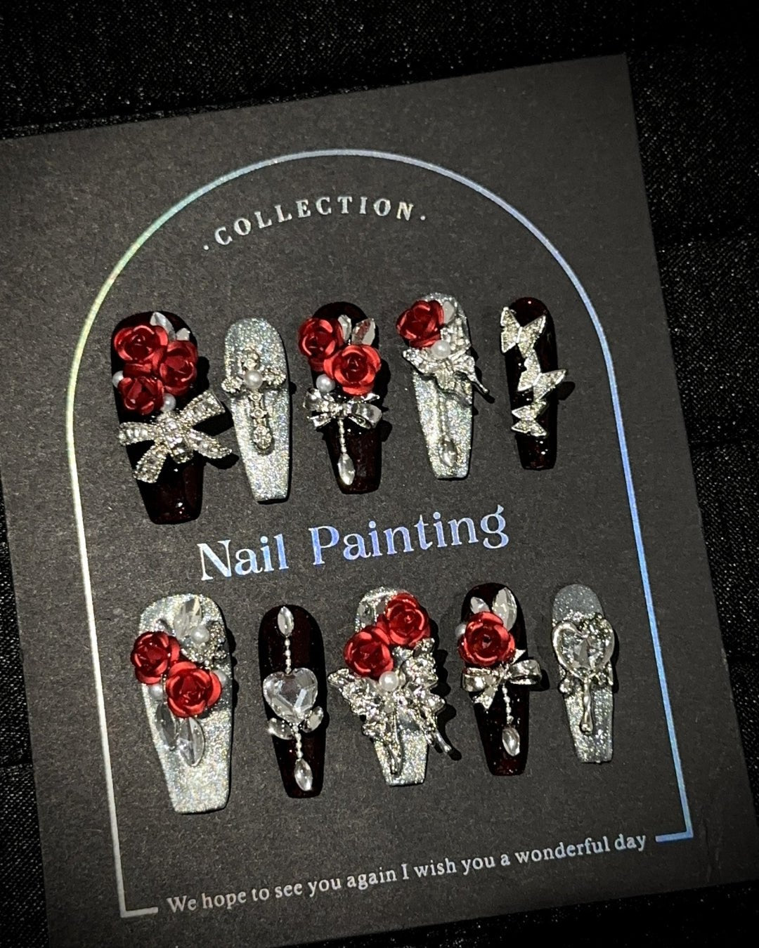 GyaruLab Rose Jewel Press-On Nails - GyaruLab