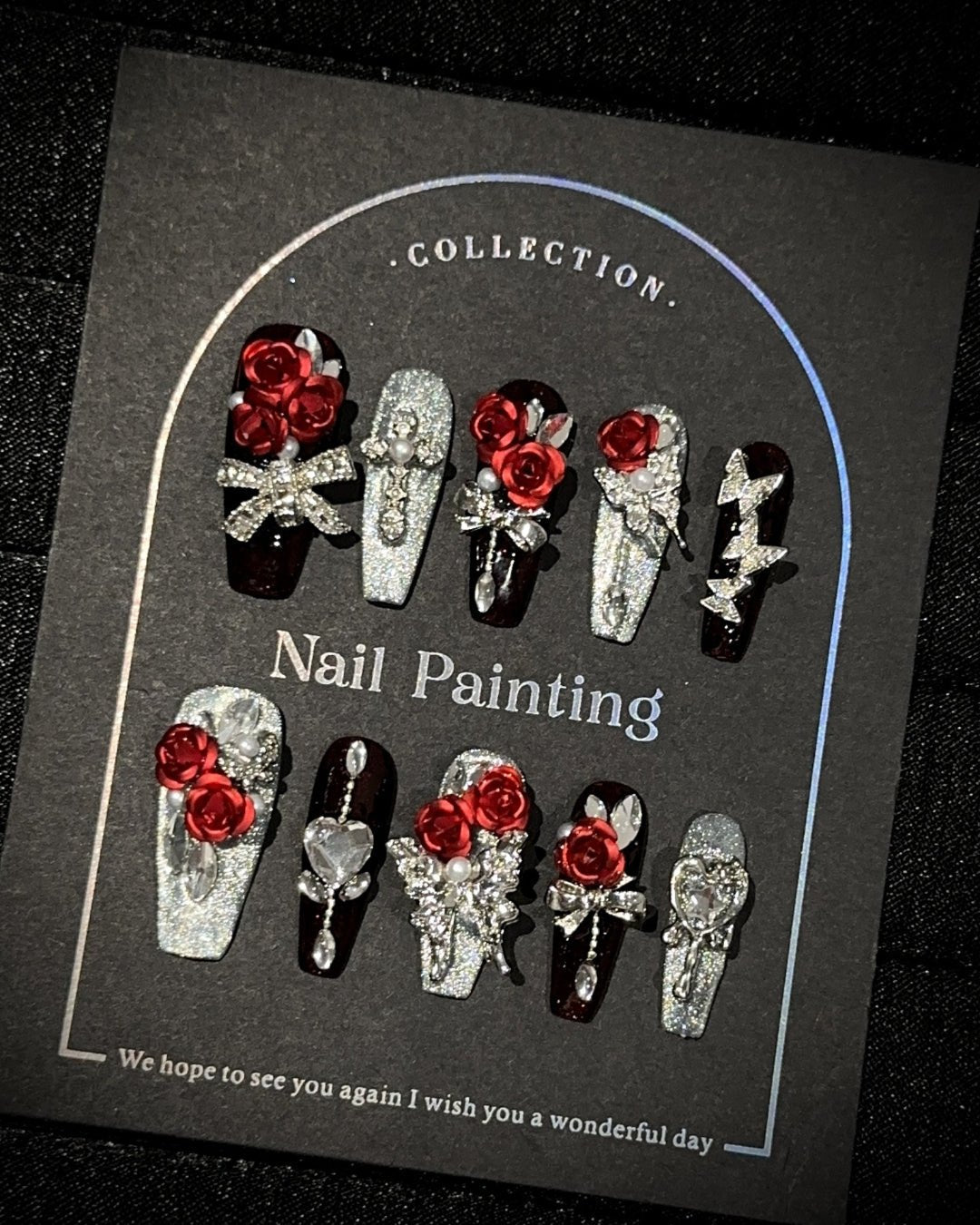 GyaruLab Rose Jewel Press-On Nails - GyaruLab