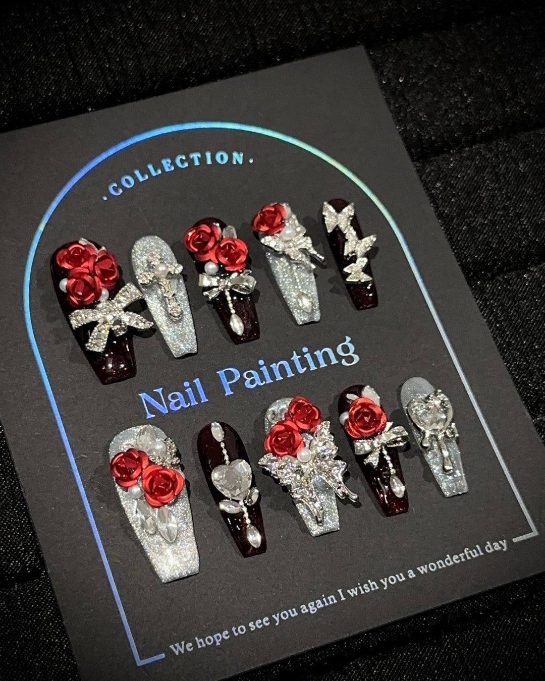GyaruLab Rose Jewel Press-On Nails - GyaruLab