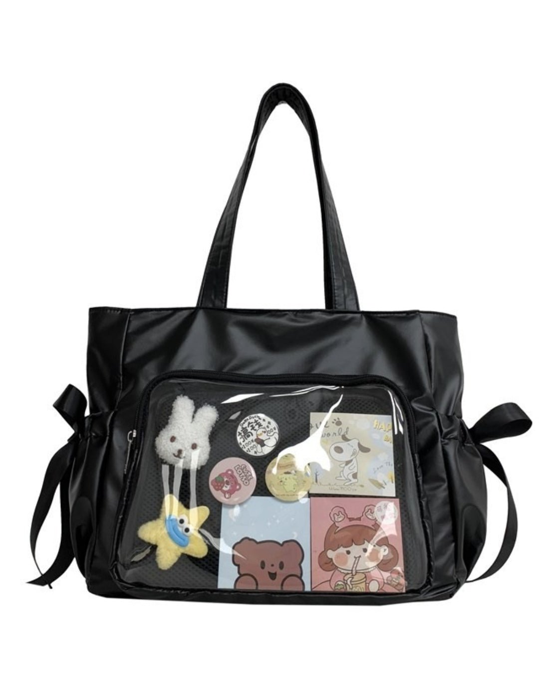 GyaruLab Satin Bow Clear Window Ita Tote Bag - GyaruLab