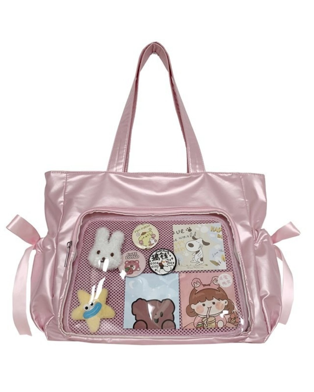 GyaruLab Satin Bow Clear Window Ita Tote Bag - GyaruLab