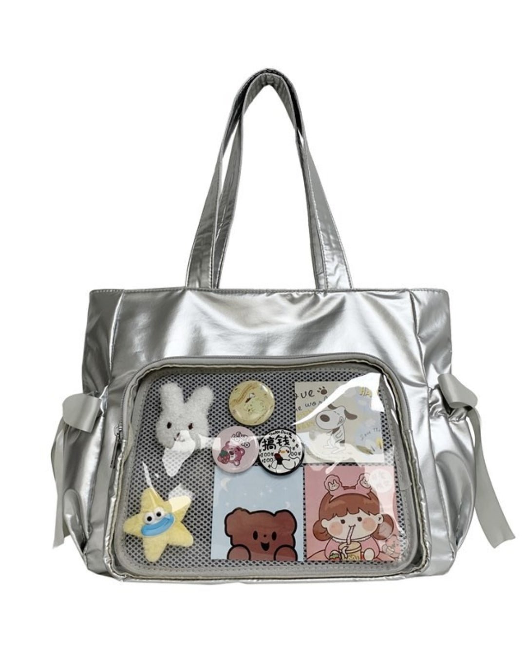 GyaruLab Satin Bow Clear Window Ita Tote Bag - GyaruLab
