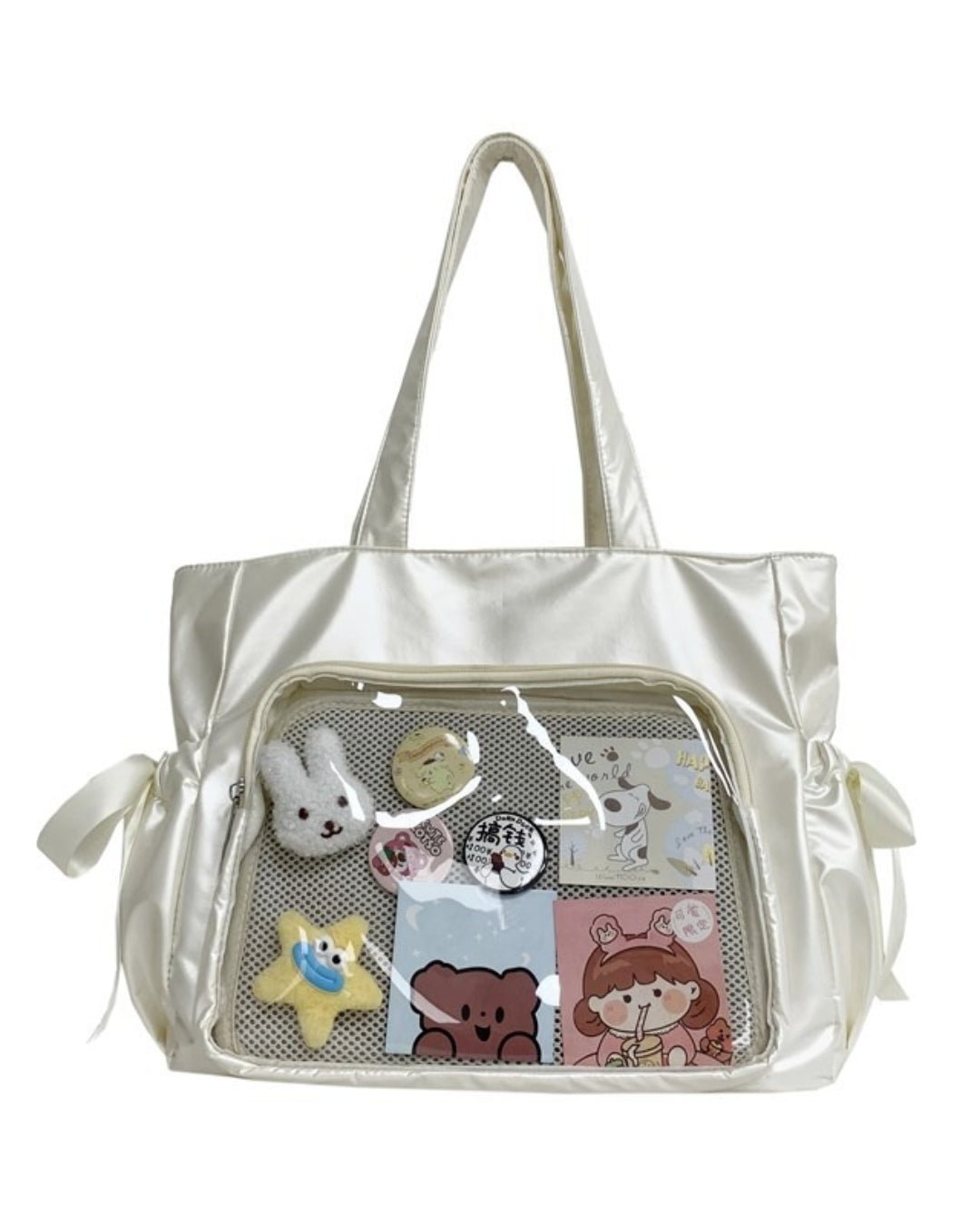 GyaruLab Satin Bow Clear Window Ita Tote Bag - GyaruLab