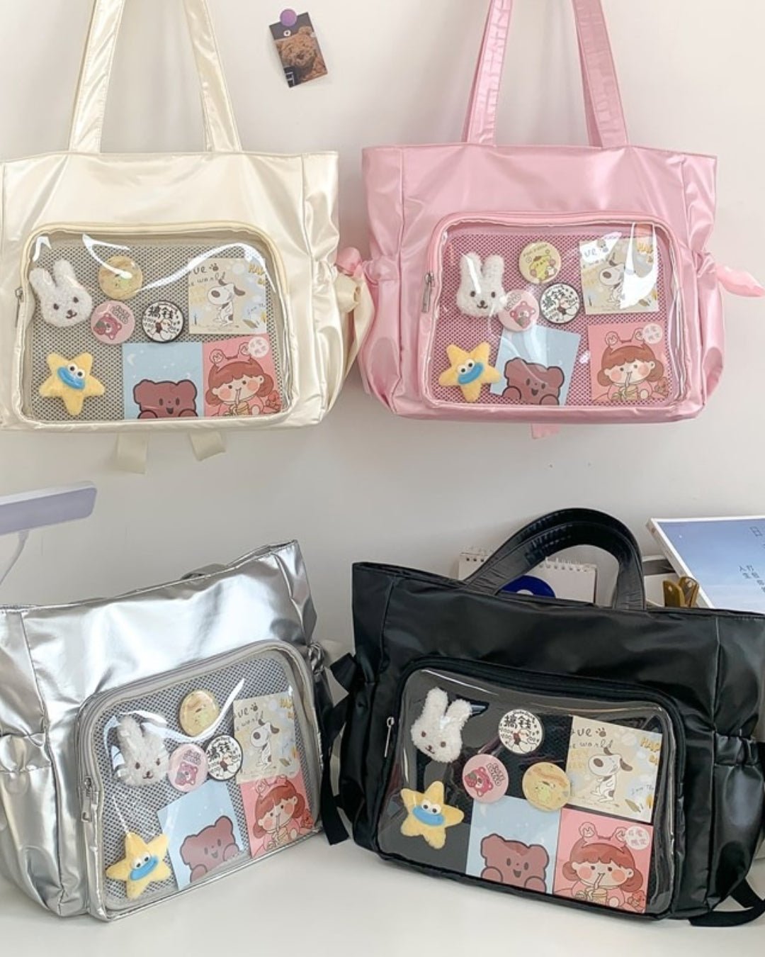GyaruLab Satin Bow Clear Window Ita Tote Bag - GyaruLab