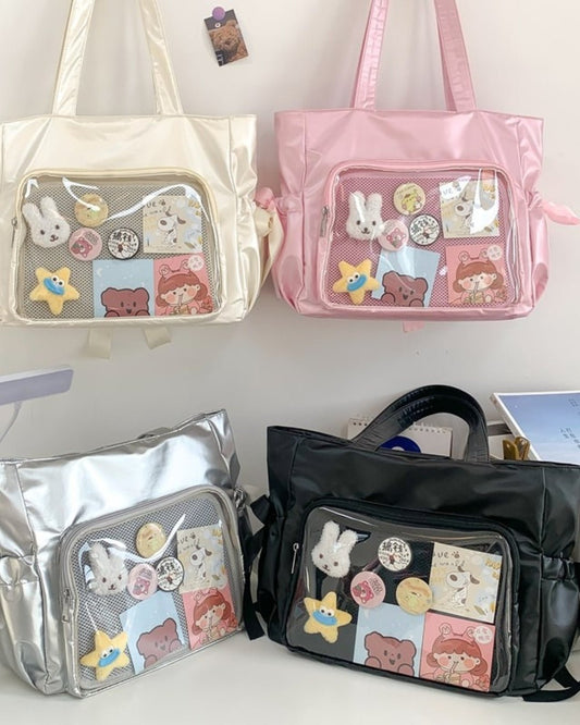 GyaruLab Satin Bow Clear Window Ita Tote Bag - GyaruLab