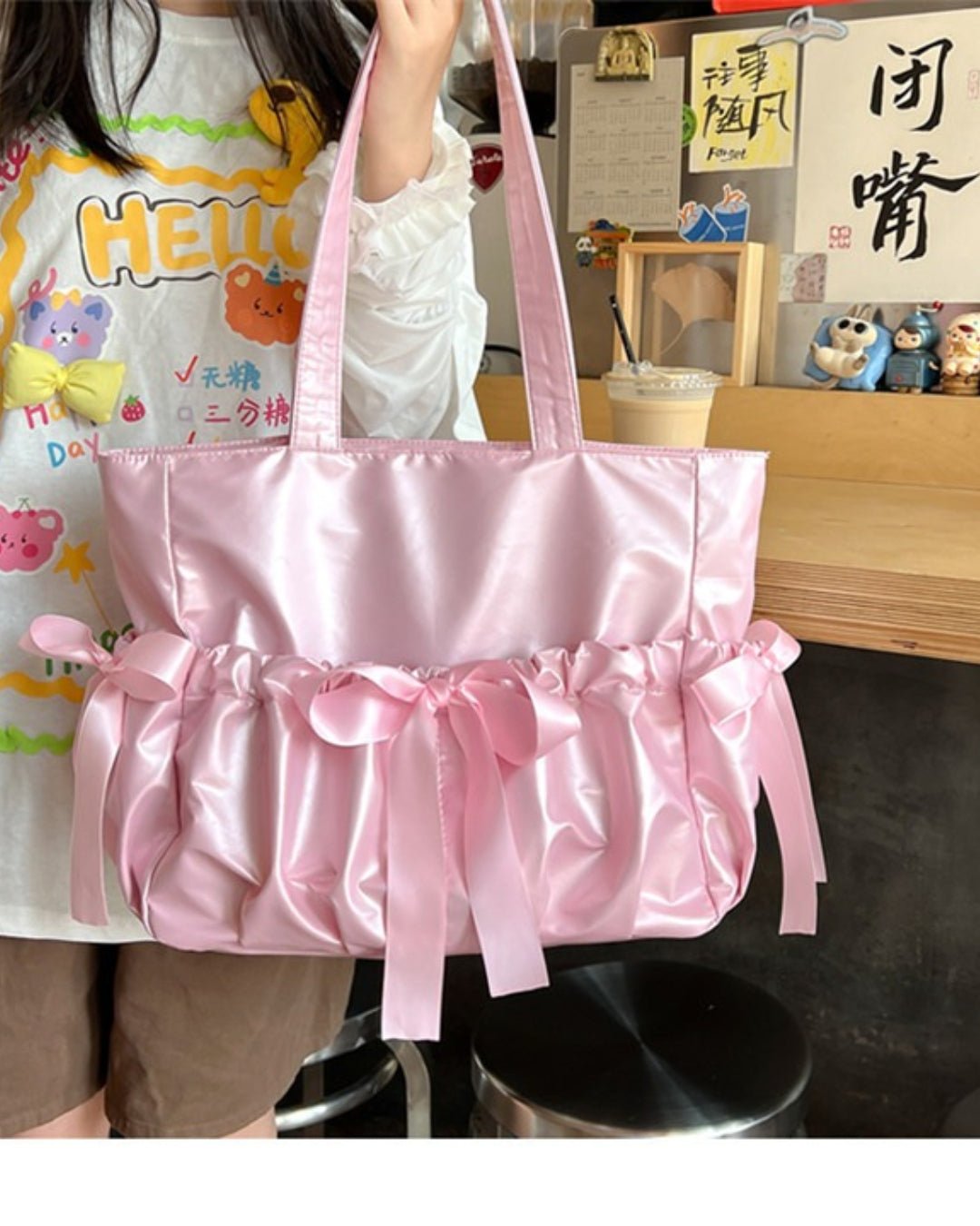 GyaruLab Satin Bow Clear Window Ita Tote Bag - GyaruLab