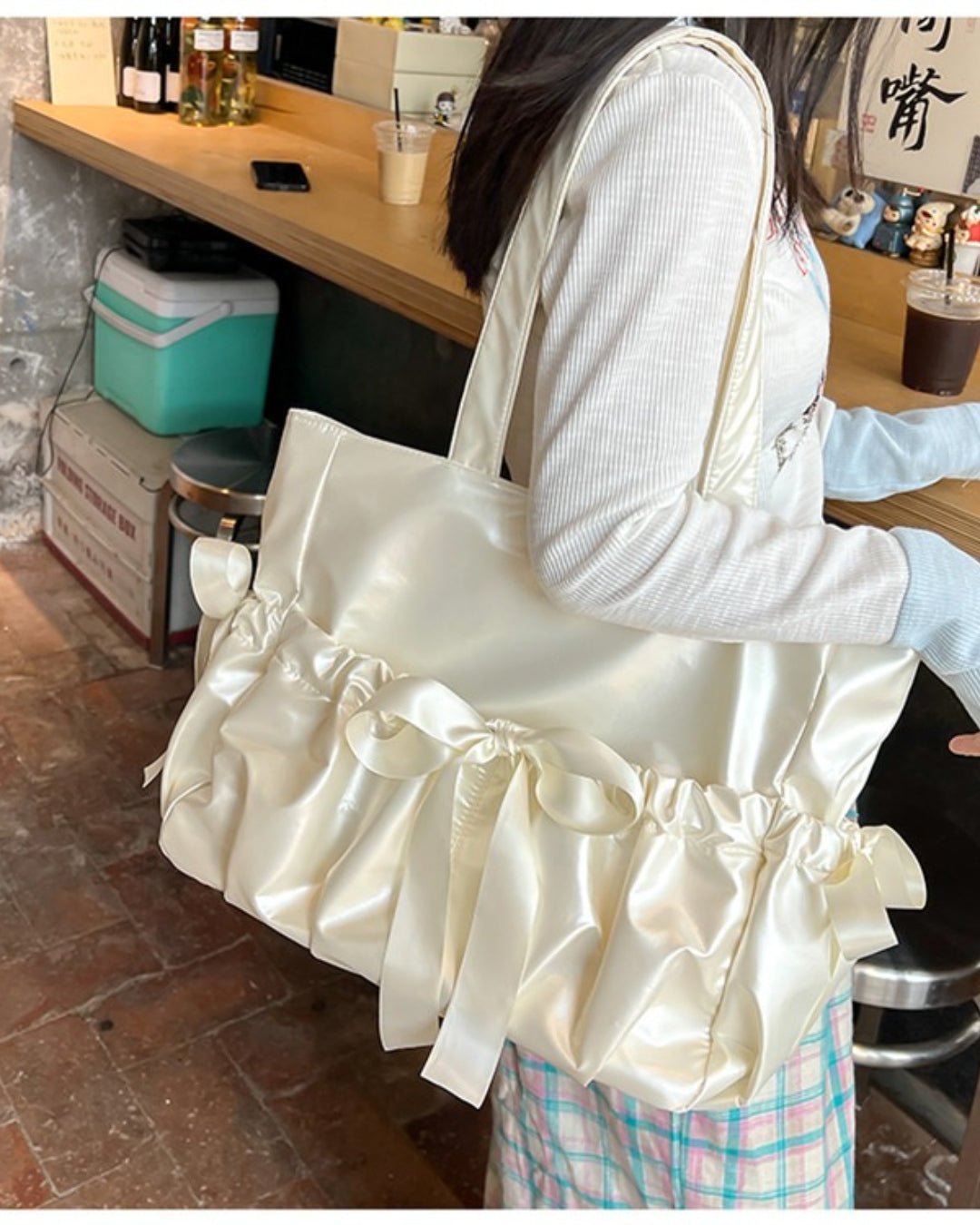 GyaruLab Satin Bow Clear Window Ita Tote Bag - GyaruLab