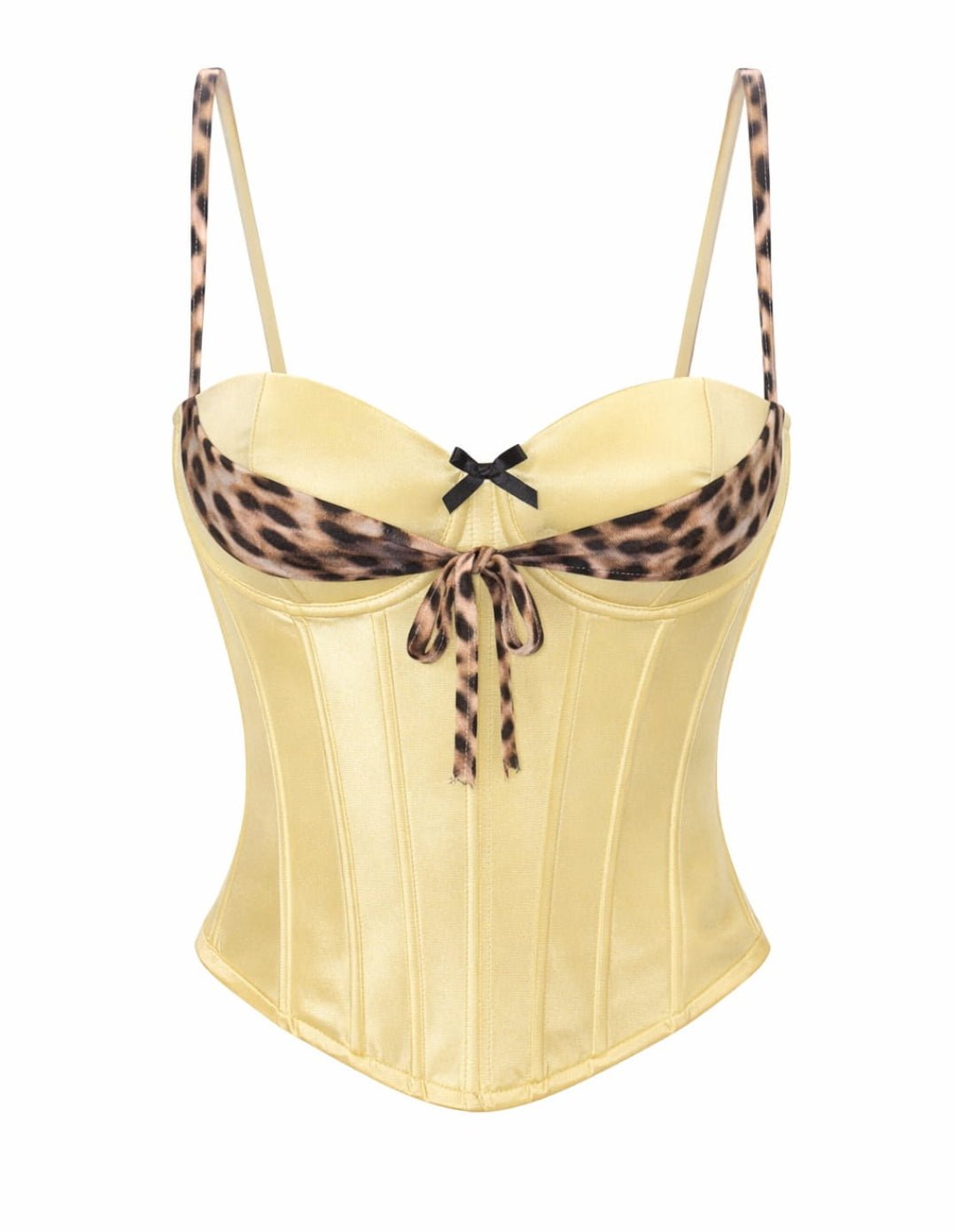 GyaruLab Sexy Halter Neck Corset Top Leopard Patchwork Boned Bustier - GyaruLab