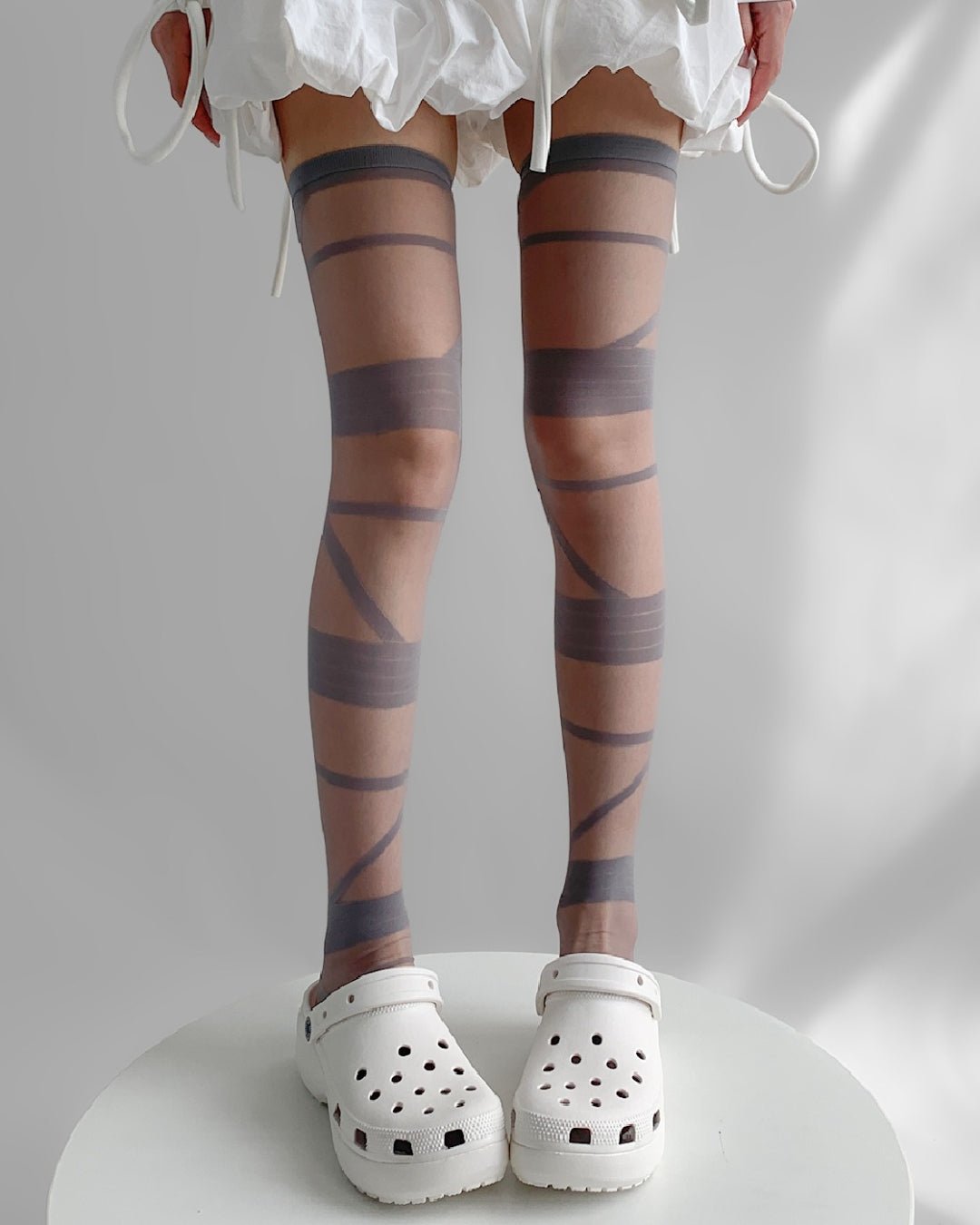 Gyarulab Sheer Wrap Illusion Thigh High Stockings - GyaruLab