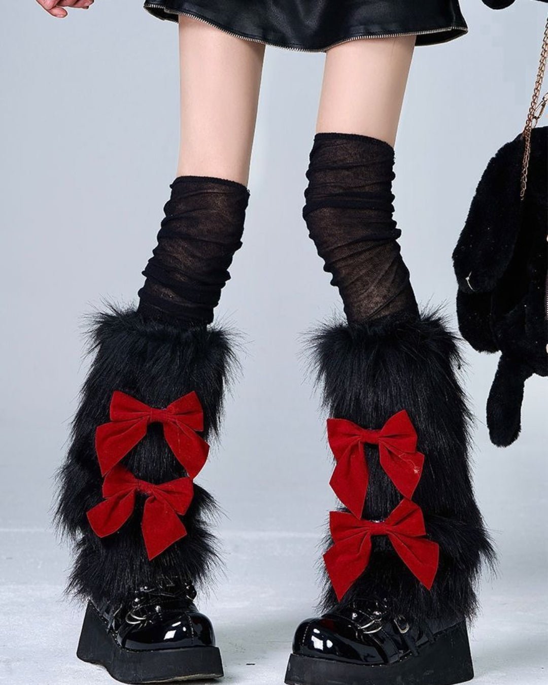 GyaruLab Star Faux Fur Y2K Leg Warmers - GyaruLab